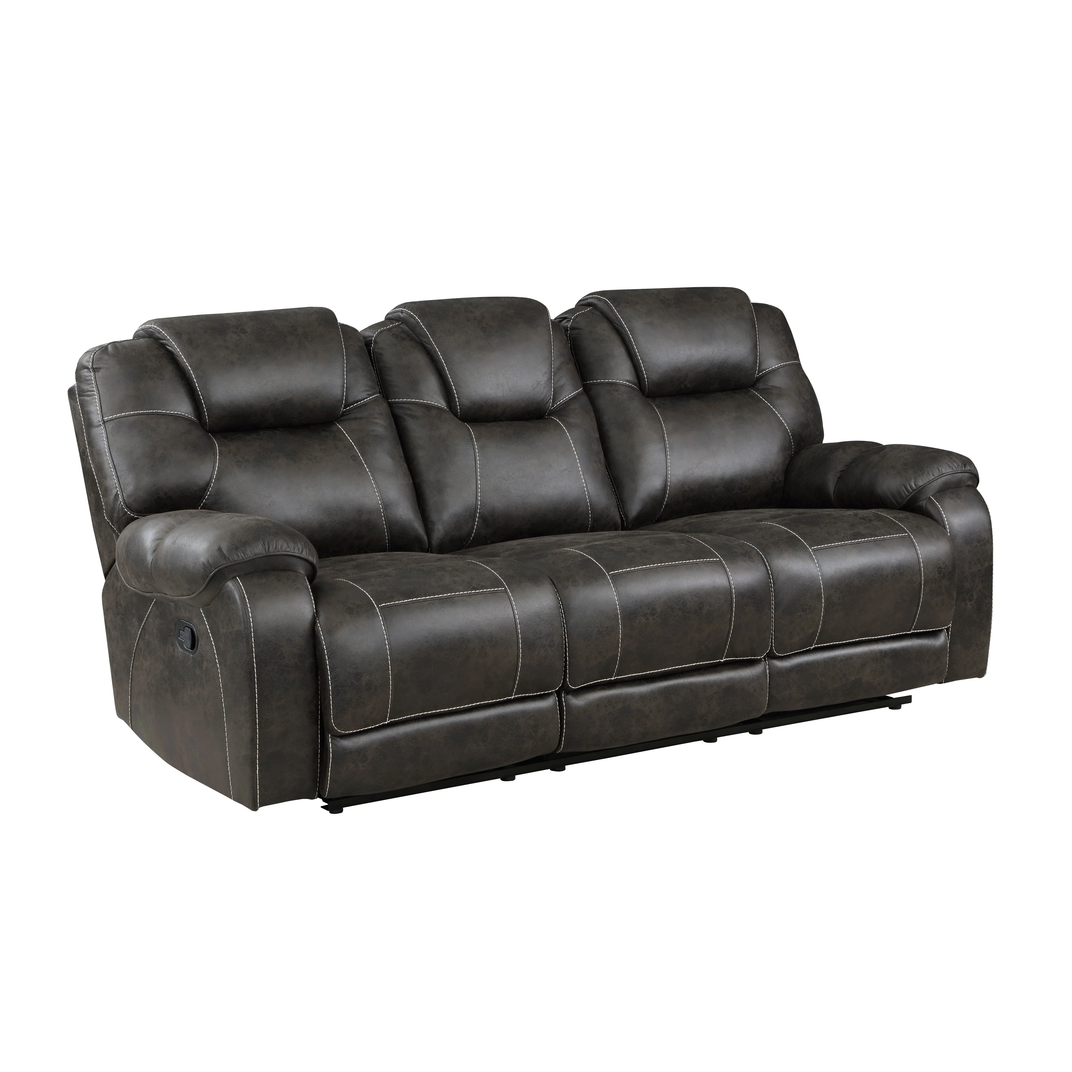 Gainesville Chocolate Microfiber Double Reclining Living Room Set - Image 4