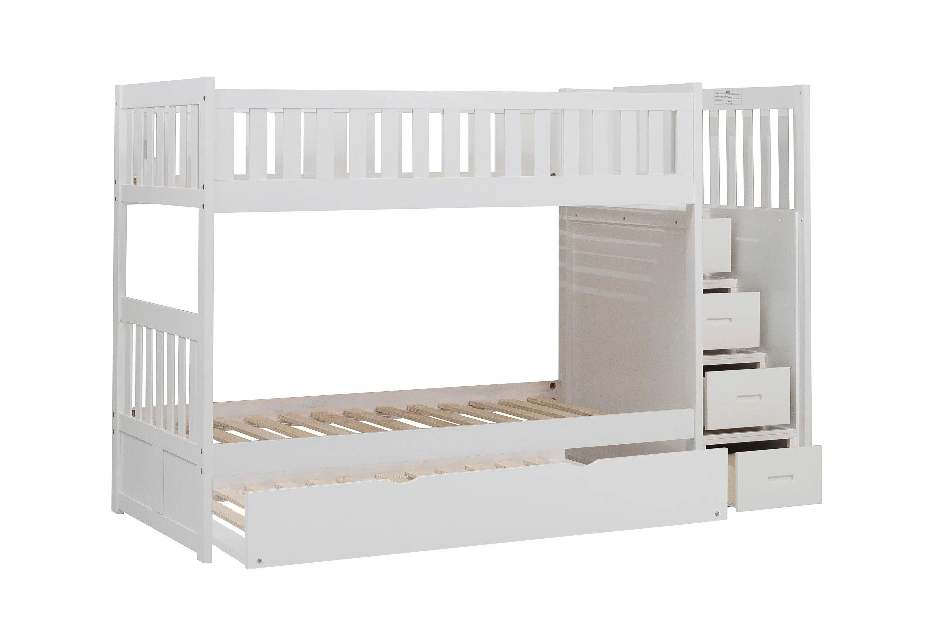 Galen White Twin/Twin Step Bunk Bed with Twin Trundle - Image 2