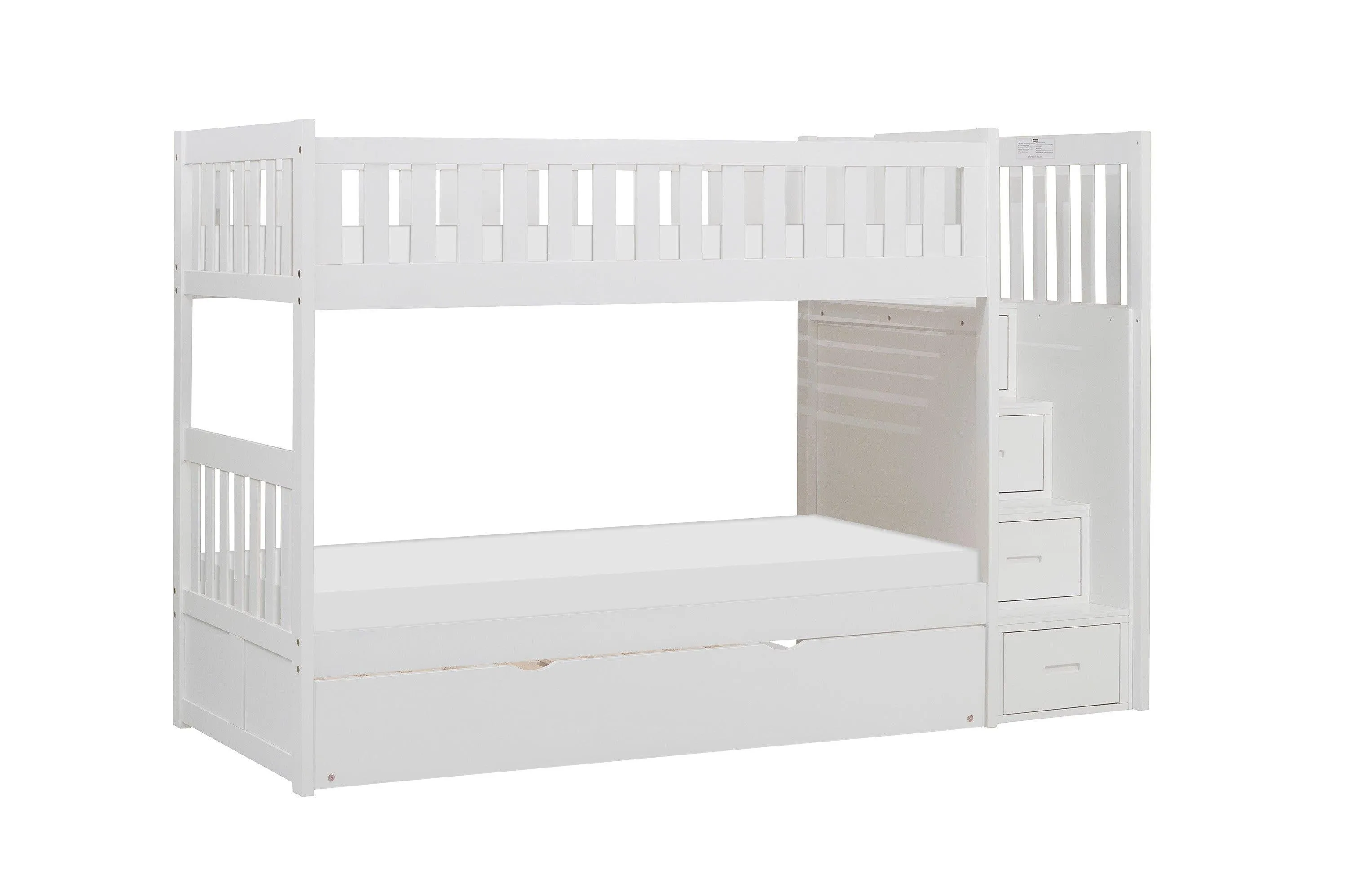 Galen White Twin/Twin Step Bunk Bed with Twin Trundle - Image 4