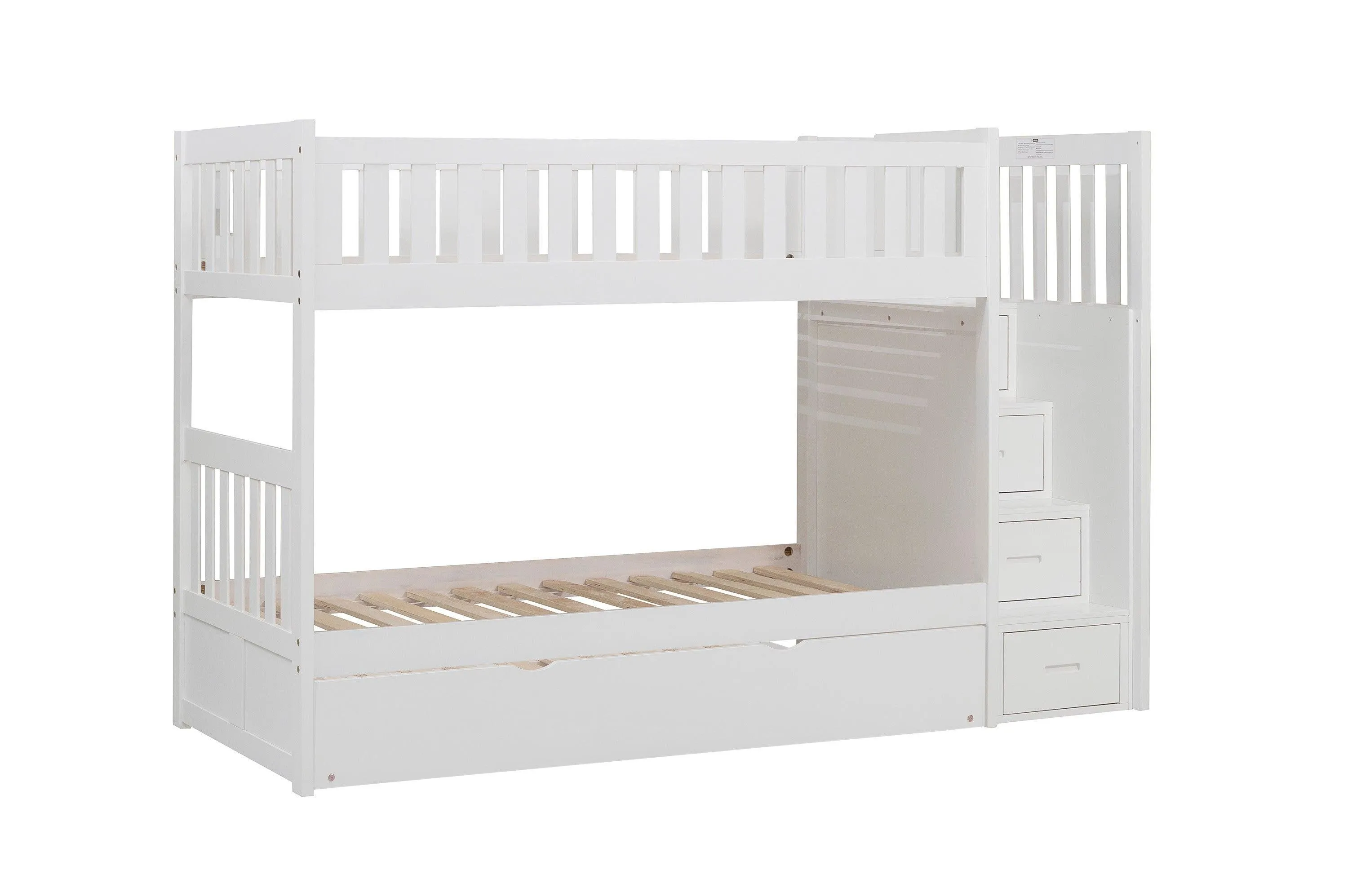Galen White Twin/Twin Step Bunk Bed with Twin Trundle - Image 6