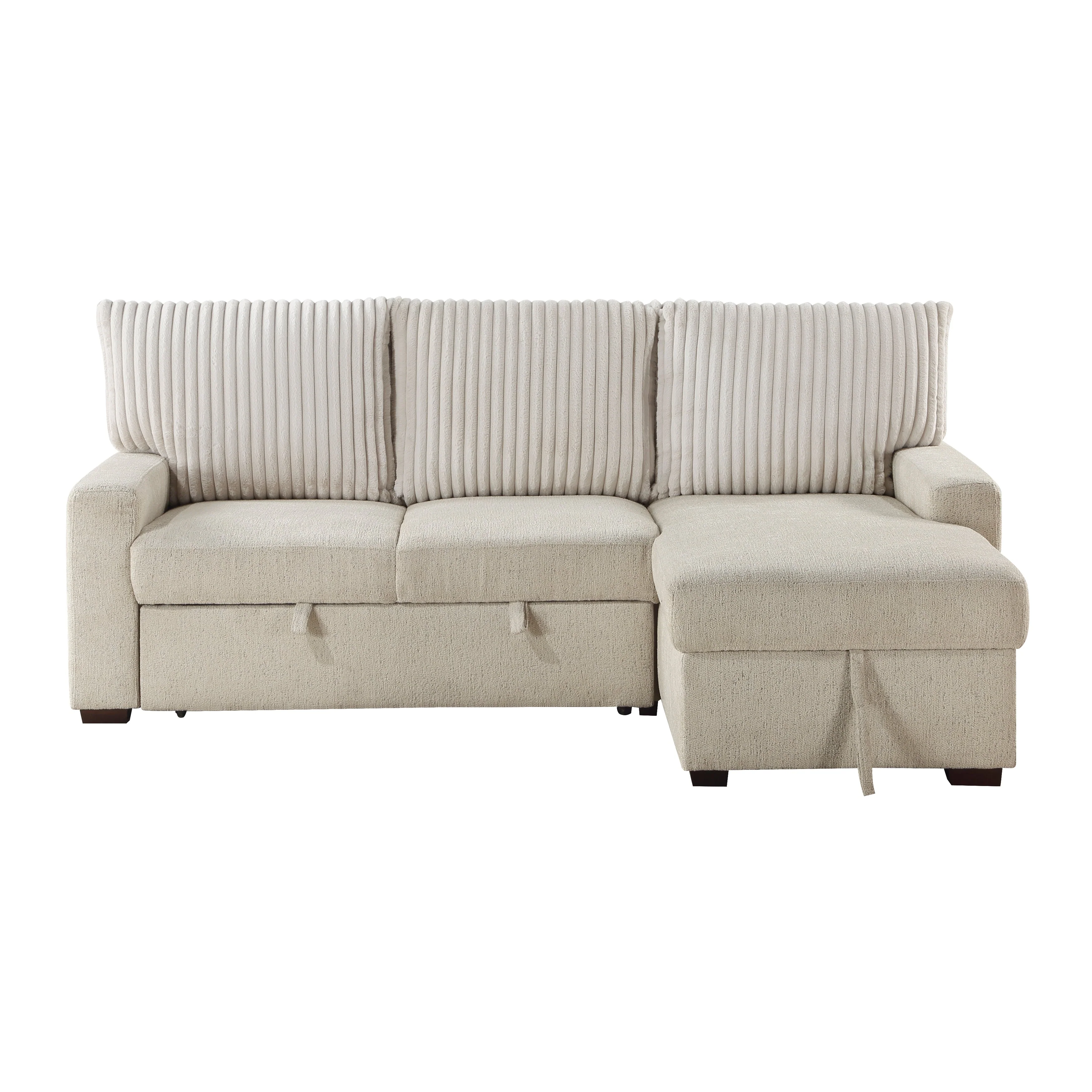 Gallatin Beige 2-Piece Sectional with Right Chaise, Pull-out Bed and Hidden Storage - Image 3