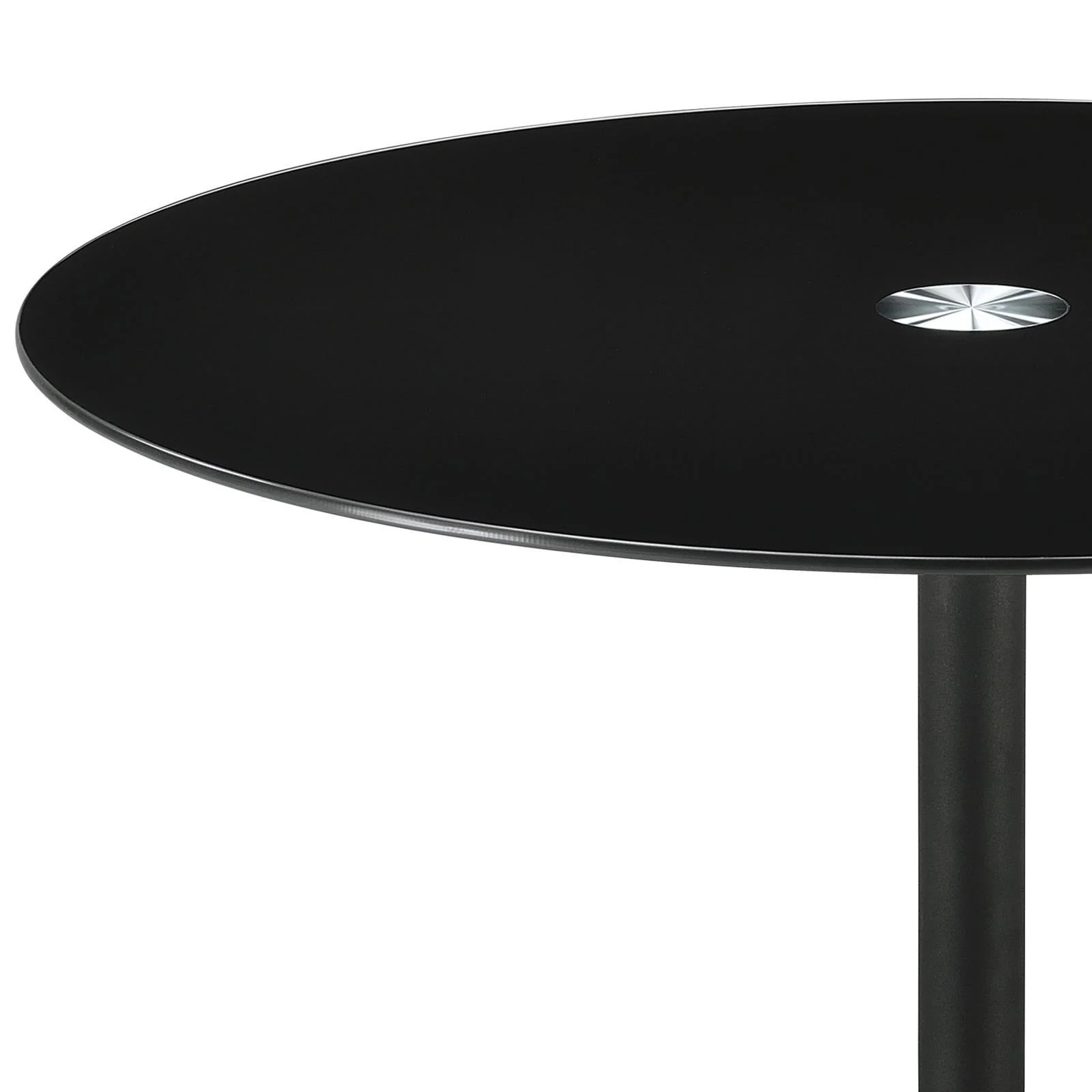 Ganso Black Round Metal End Table with Tempered Glass Top - Image 3