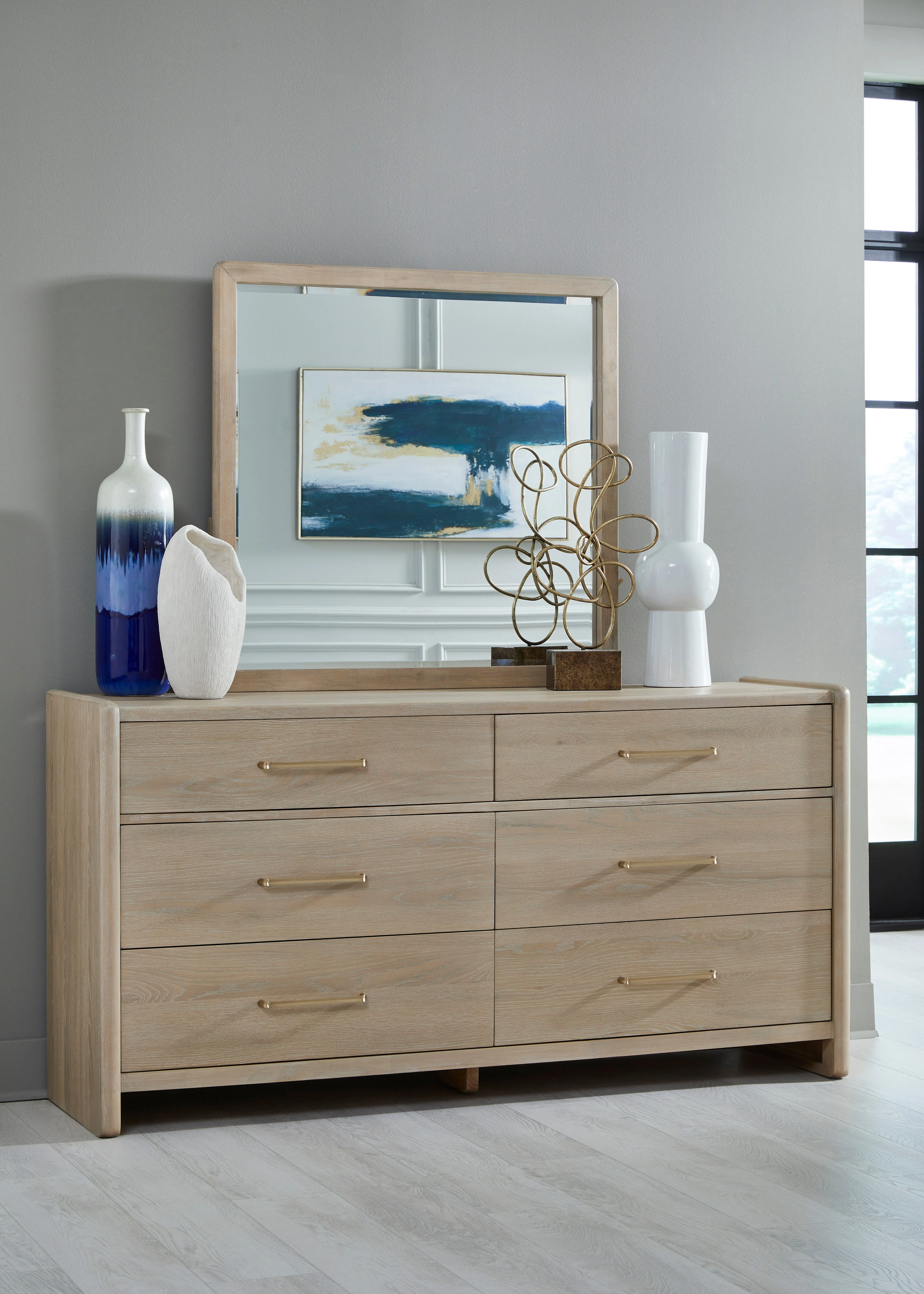 Gardenia Beveled Glass Wall or Dresser Mirror in Chai - Image 2