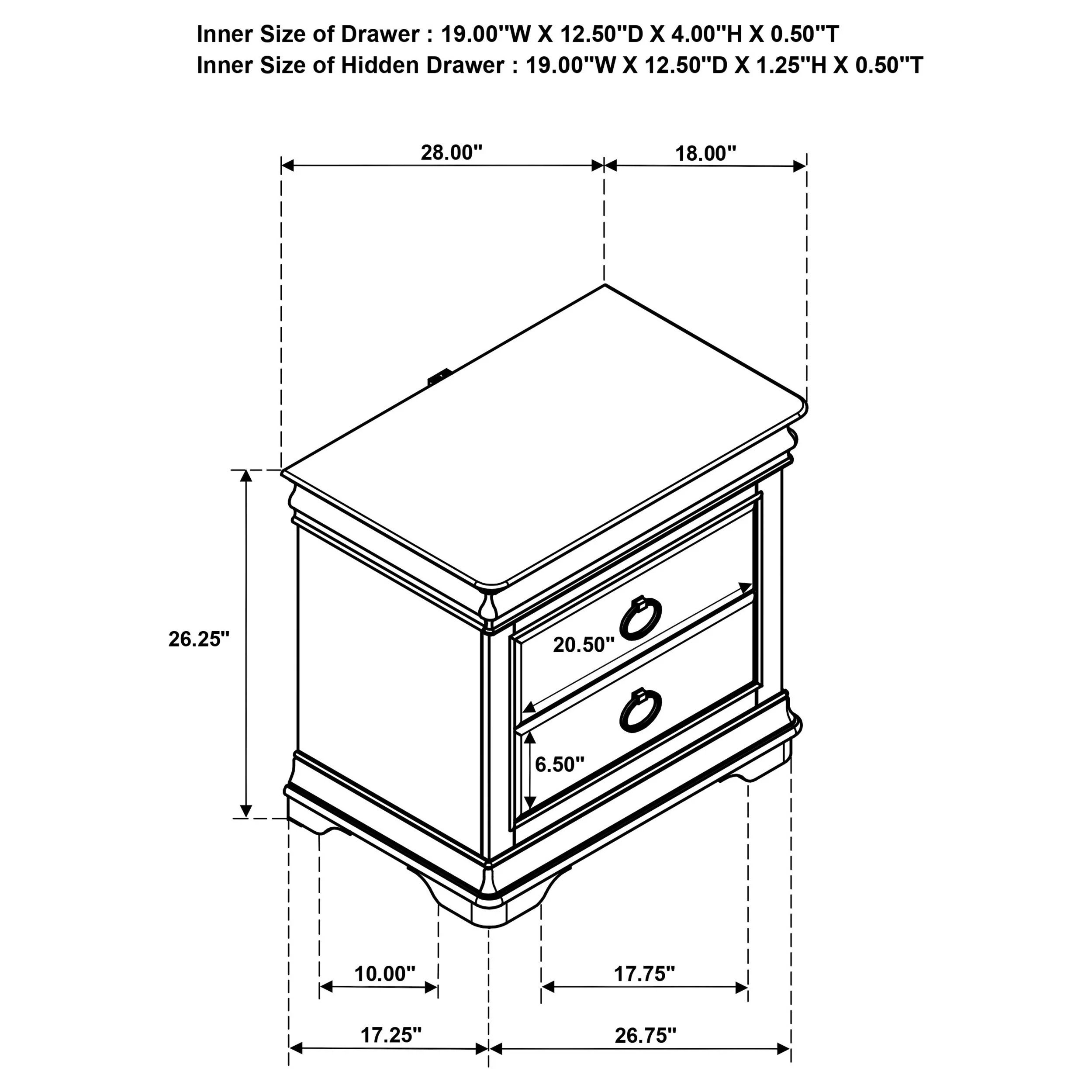 Garland Brown Cherry 3-drawer Nightstand Bedside Table - Image 16
