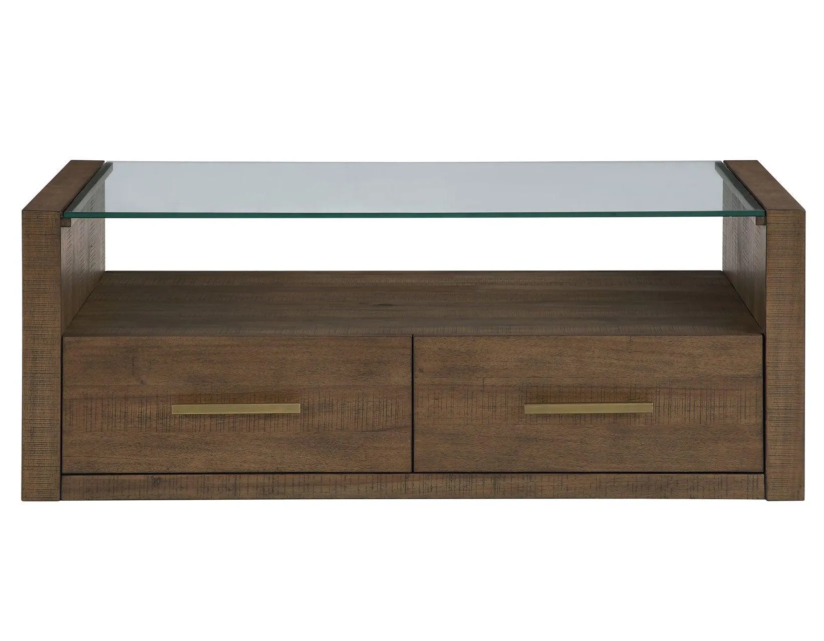Garland Toffee Finish Castered Glass Top Coffee Table - Image 2