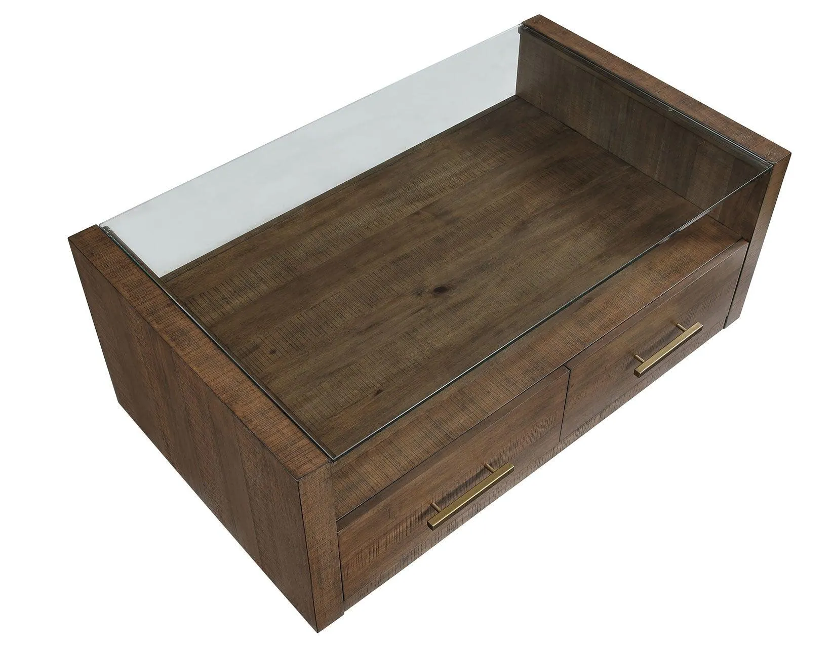 Garland Toffee Finish Castered Glass Top Coffee Table - Image 5