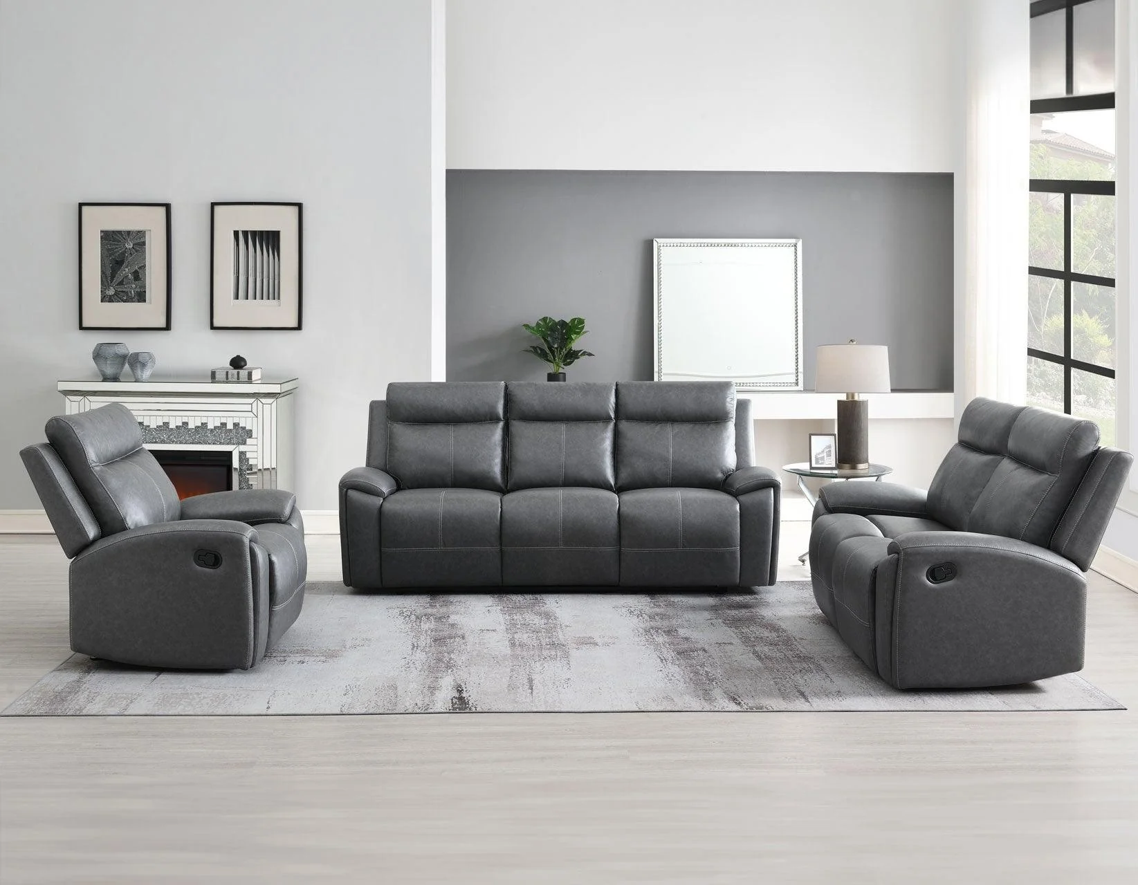 Gaston Gray Manual Glider Recliner - Image 12