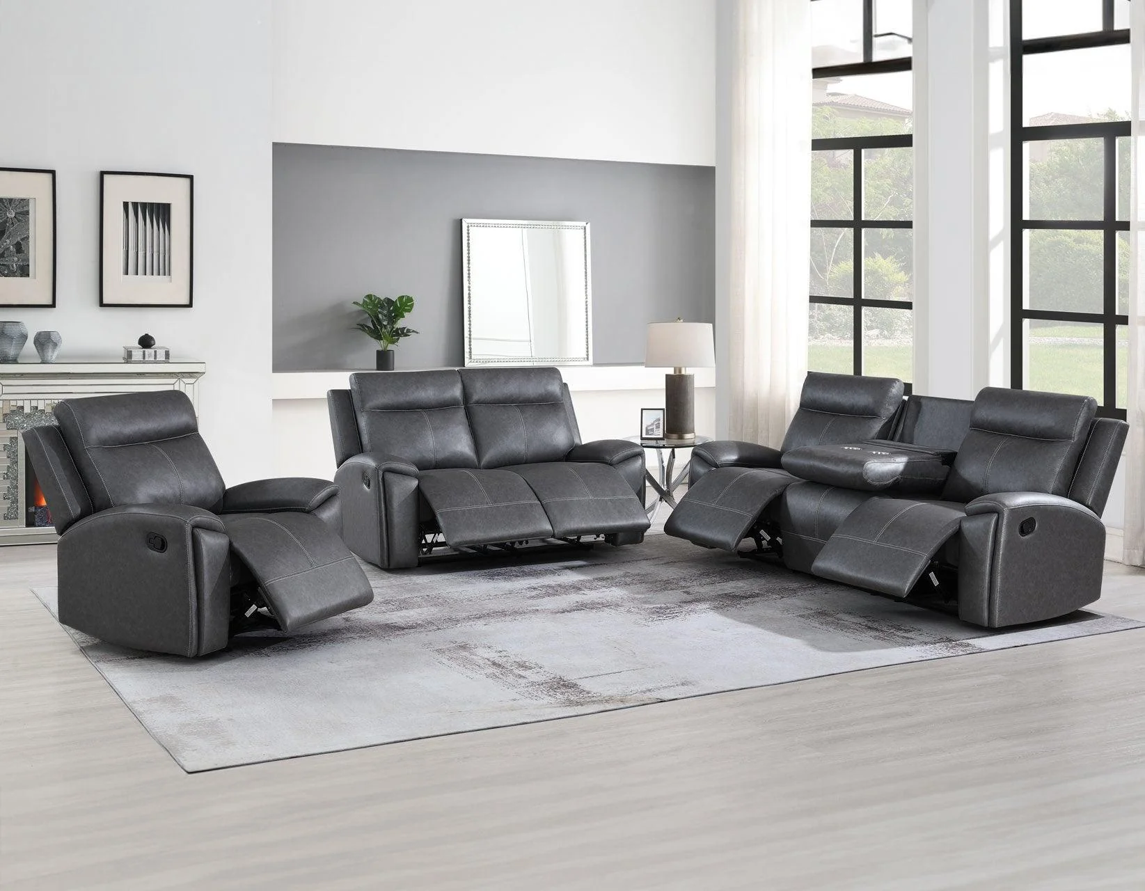 Gaston Gray Manual Glider Recliner - Image 9