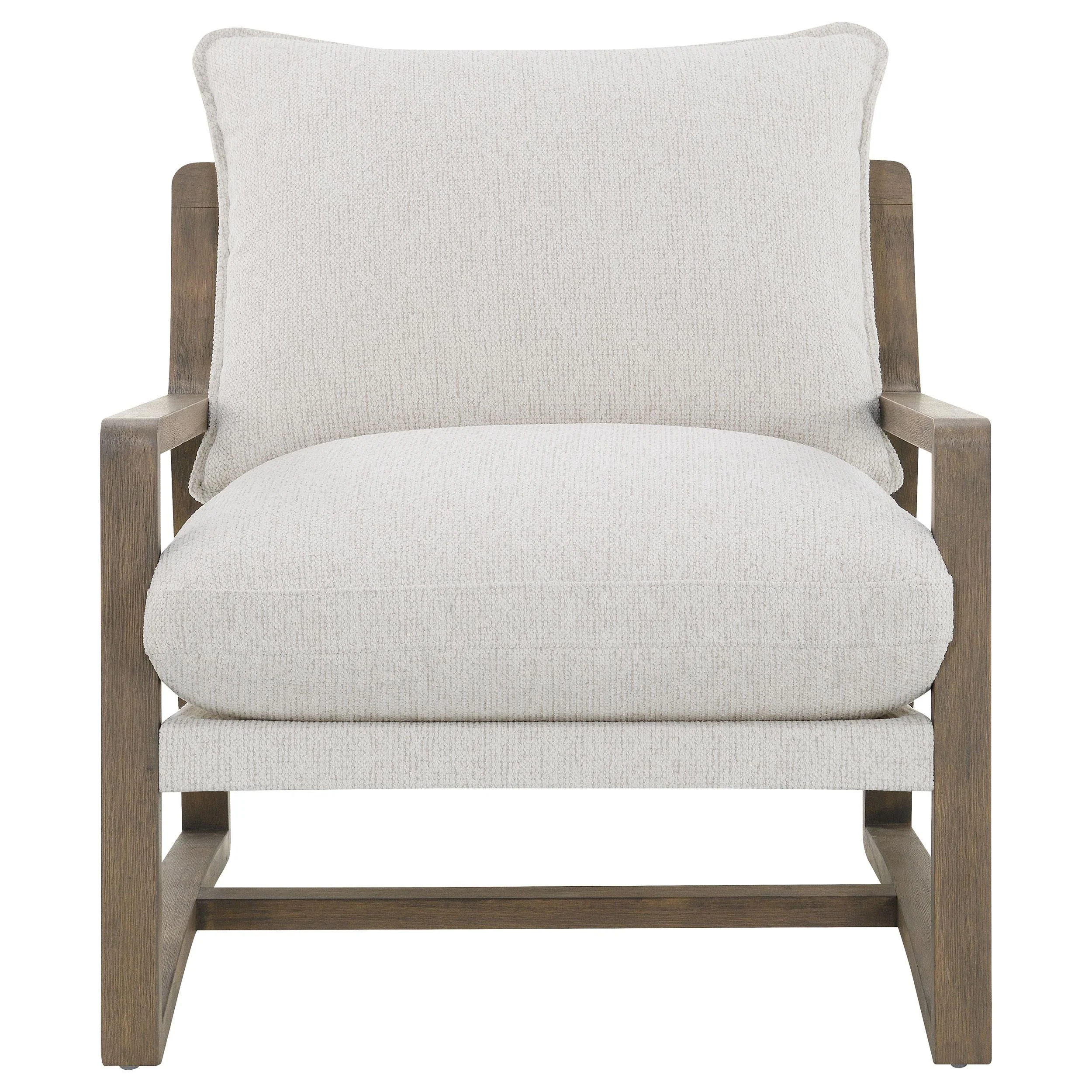 Geneva Sand Boucle Wood Arm Accent Chair - Image 2