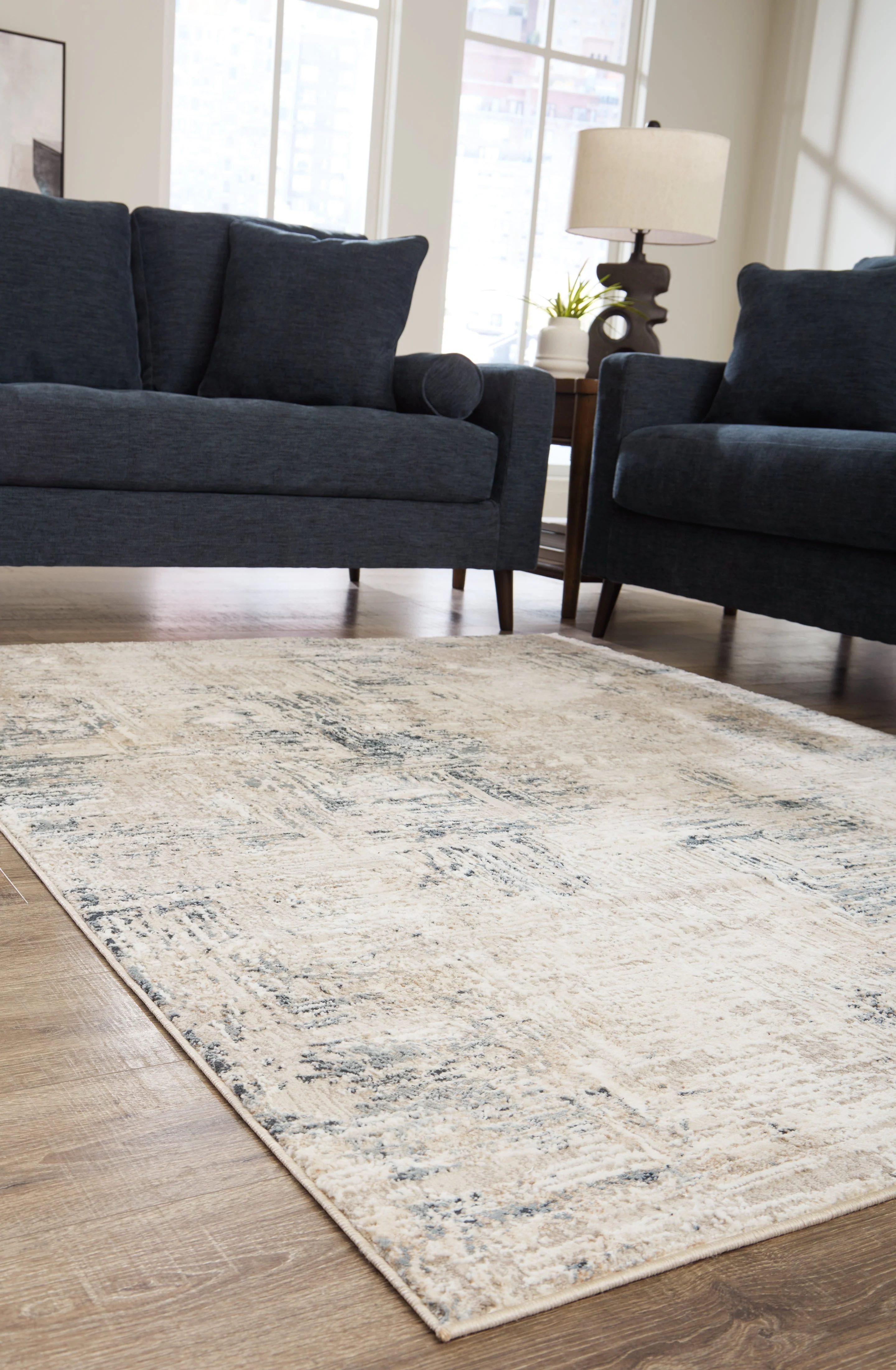 Gentor Blue/Ivory 5' x 7' Rug - Image 3