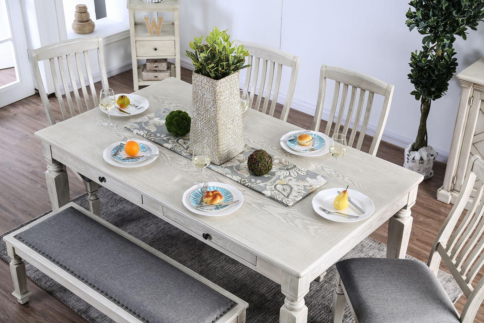 Georgia Antique White/Gray Dining Table Only