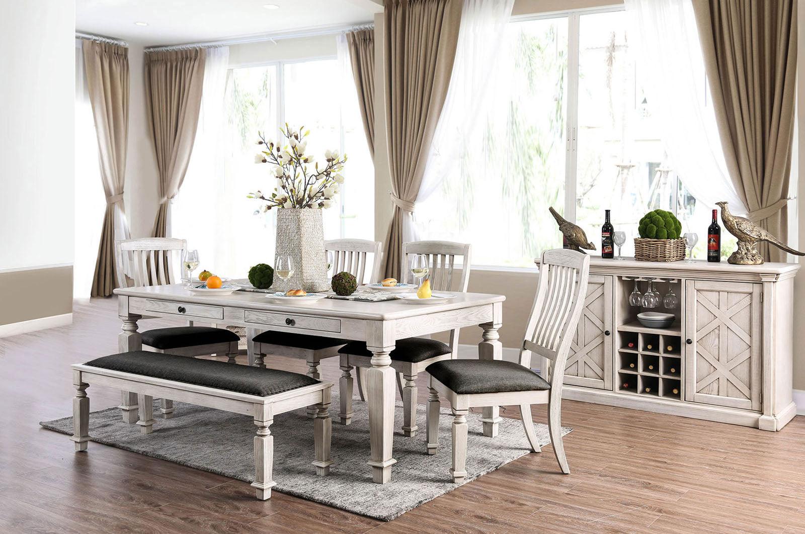 Georgia Antique White/Gray Dining Table Only - Image 4