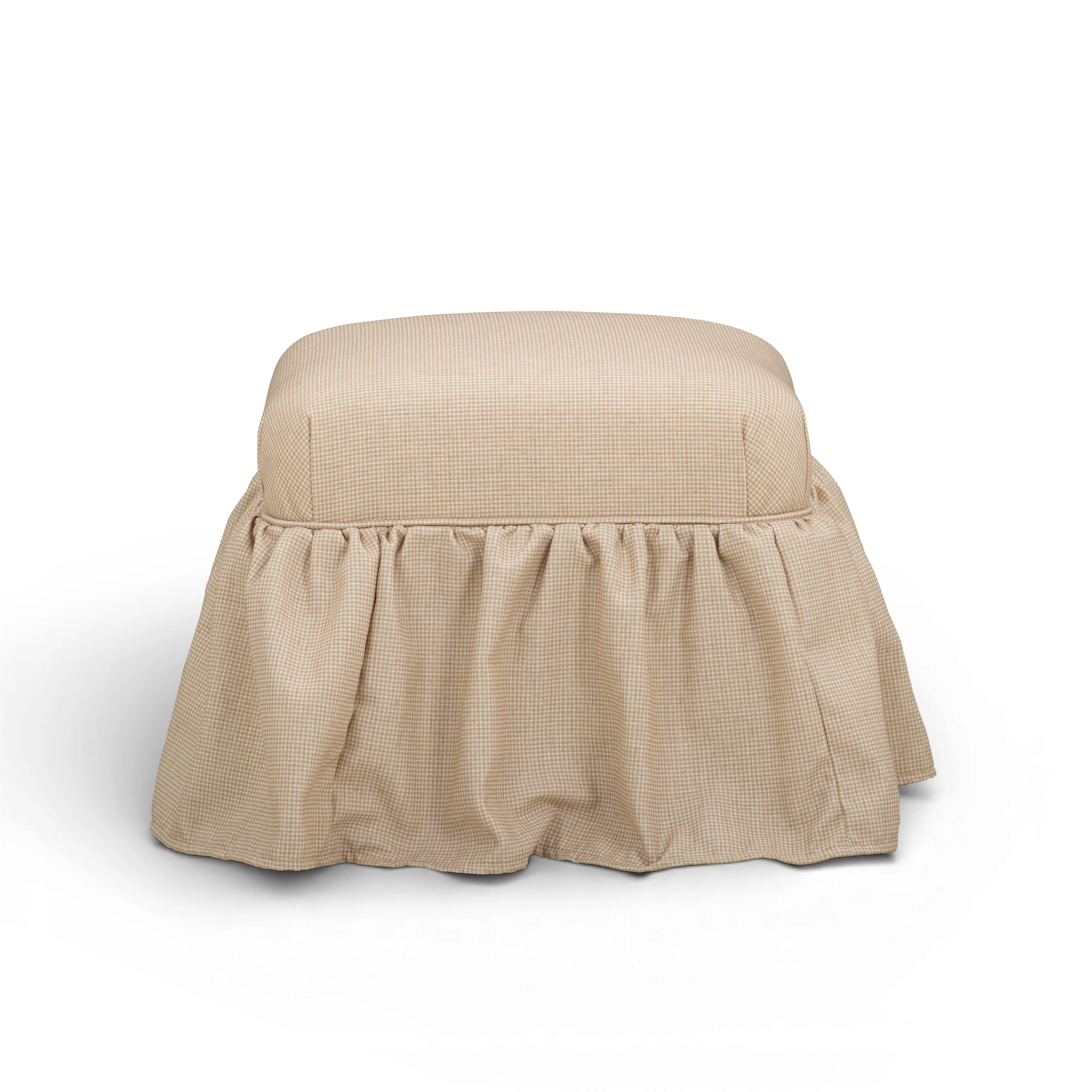 Gertrude Checkered Yellow Performance Linen Skirted Ottoman - Image 2