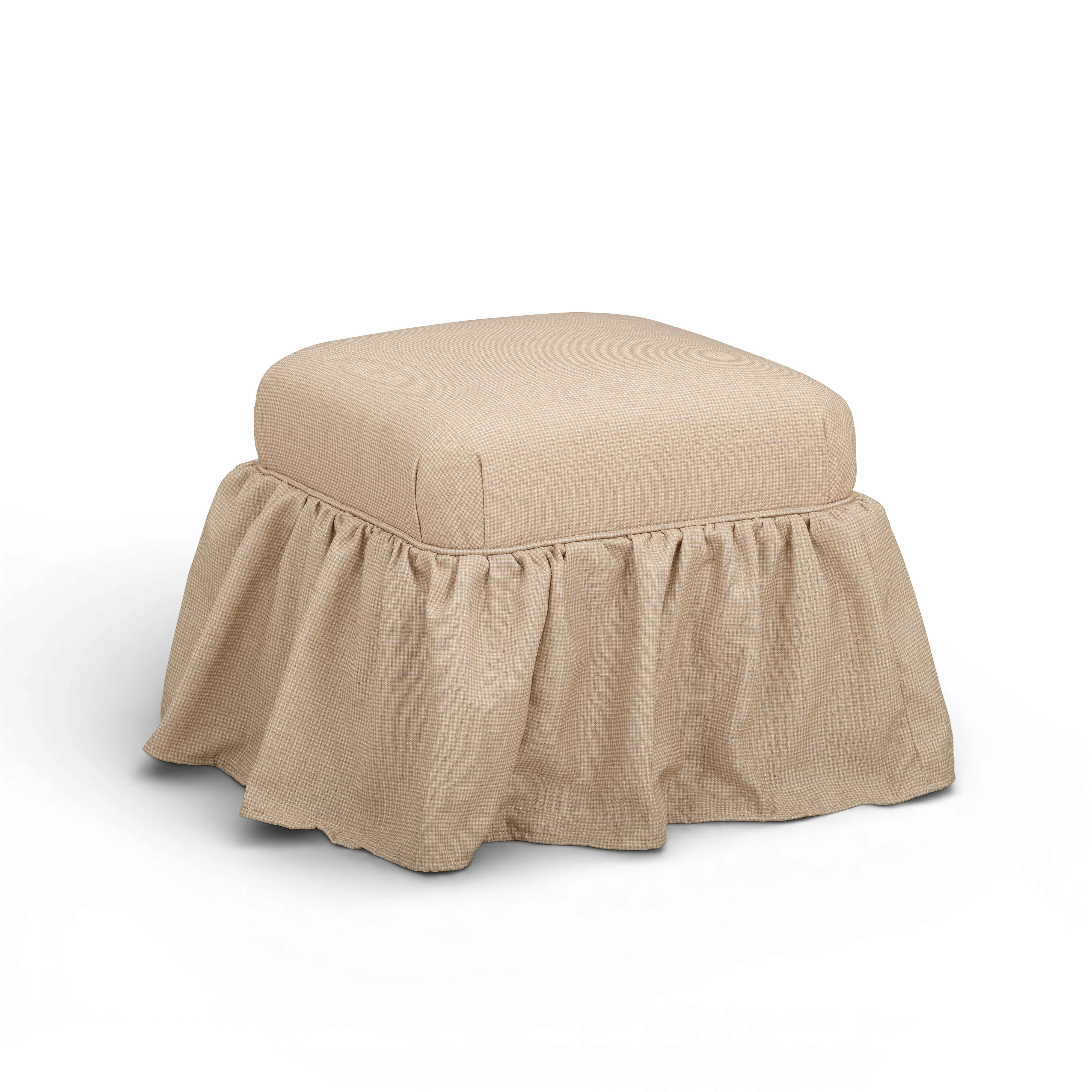Gertrude Checkered Yellow Performance Linen Skirted Ottoman - Image 3