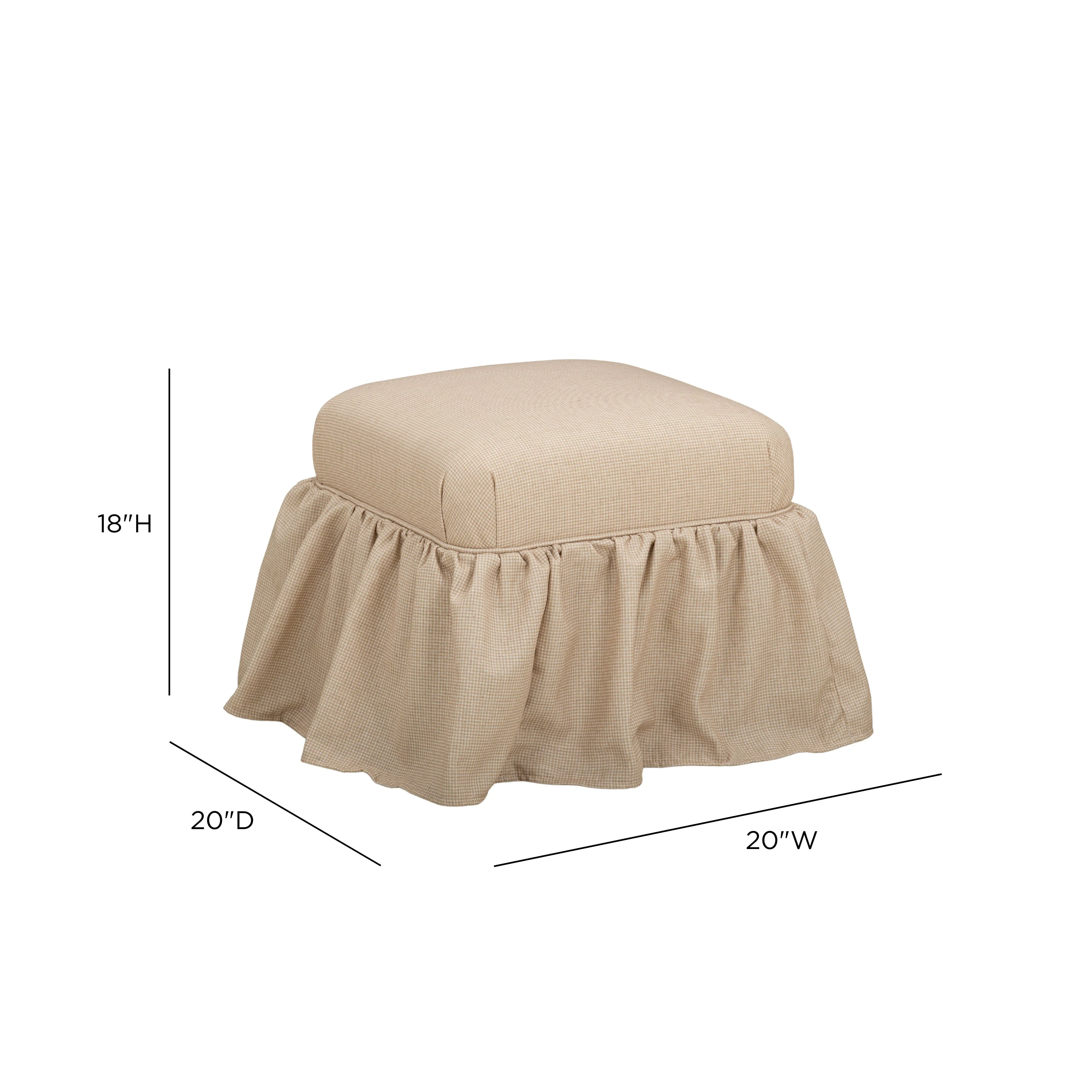 Gertrude Checkered Yellow Performance Linen Skirted Ottoman - Image 6