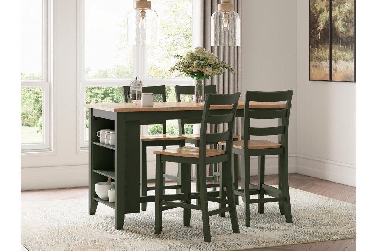 Gesthaven Natural/Green Counter Height Dining Table and 4 Barstools - Image 2