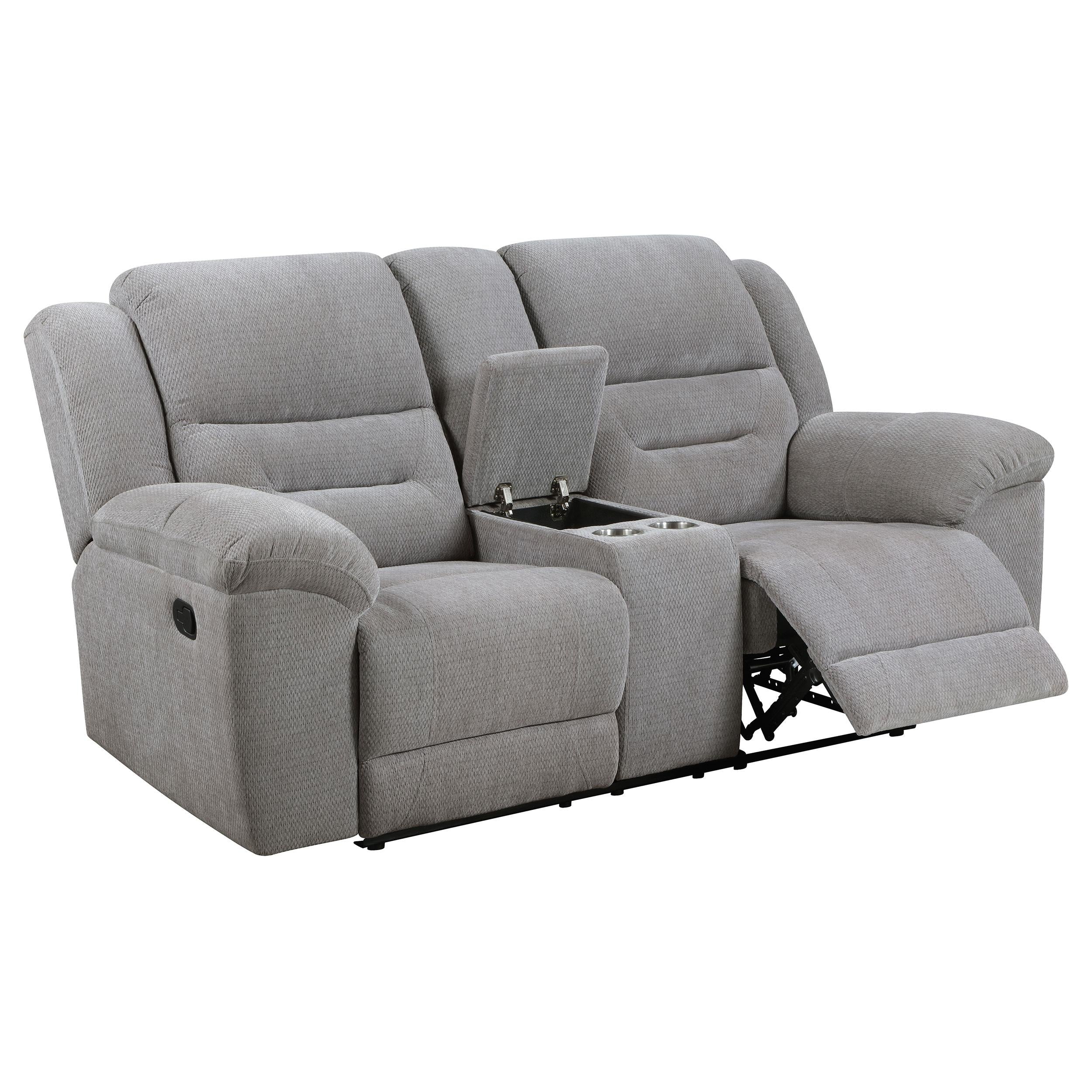 Gilson Gray Chenille Reclining Loveseat - Image 3