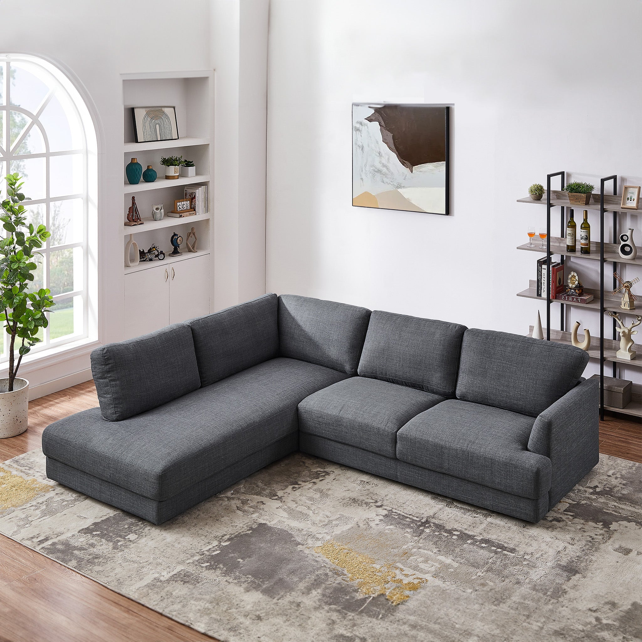Glander Grey Fabric Left-Facing Sectional Sofa - Image 3