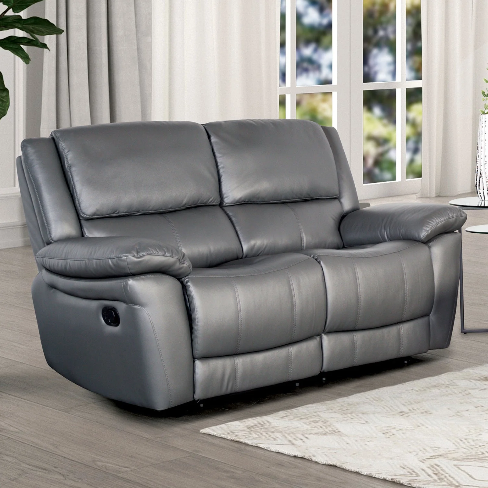 Glarus Dark Gray Leather Match Reclining Living Room Set - Image 3