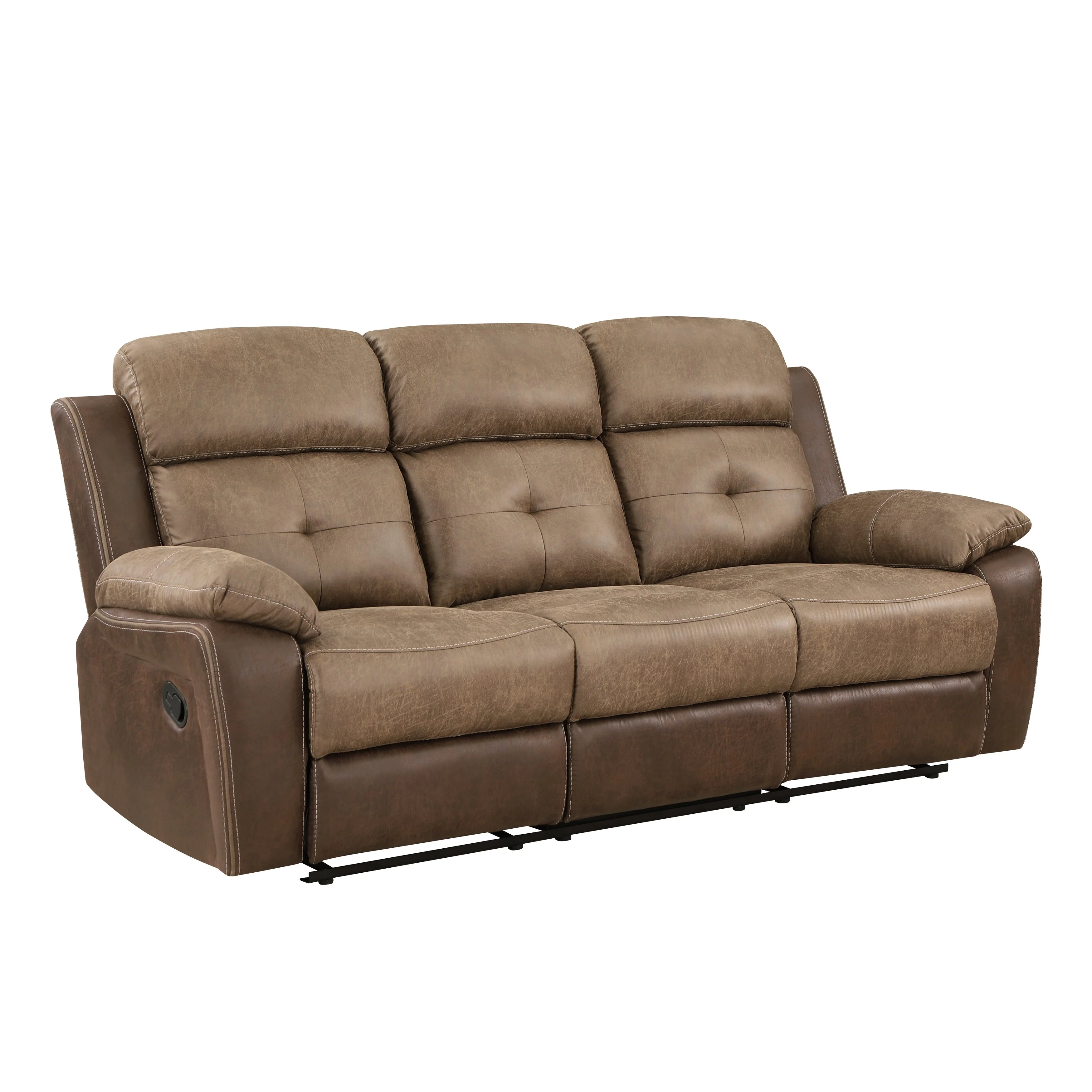 Glendale Brown Microfiber Double Reclining Living Room Set - Image 4