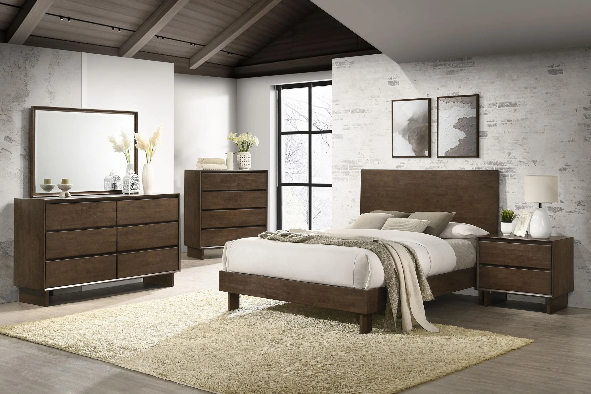 Glenwood Warm Brown 48-inch Queen Platform Panel Bed - Image 8