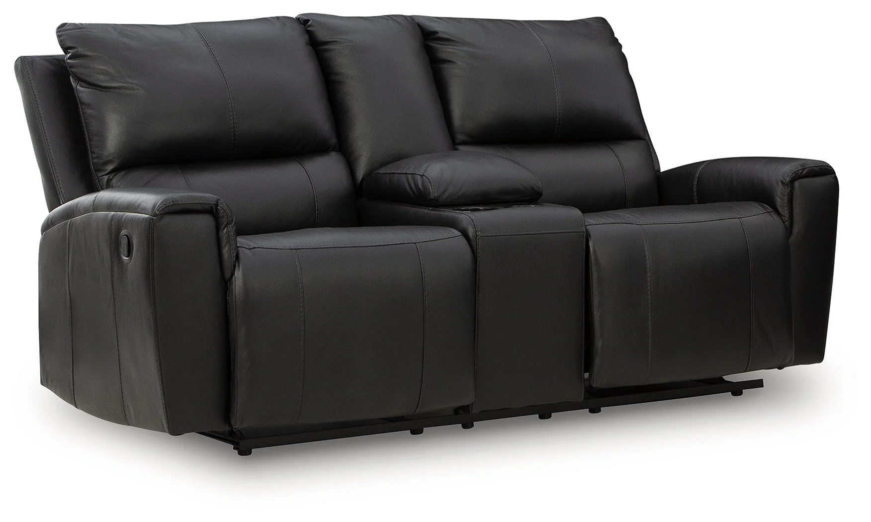 Glossmore Black Reclining Loveseat with Console - Image 2