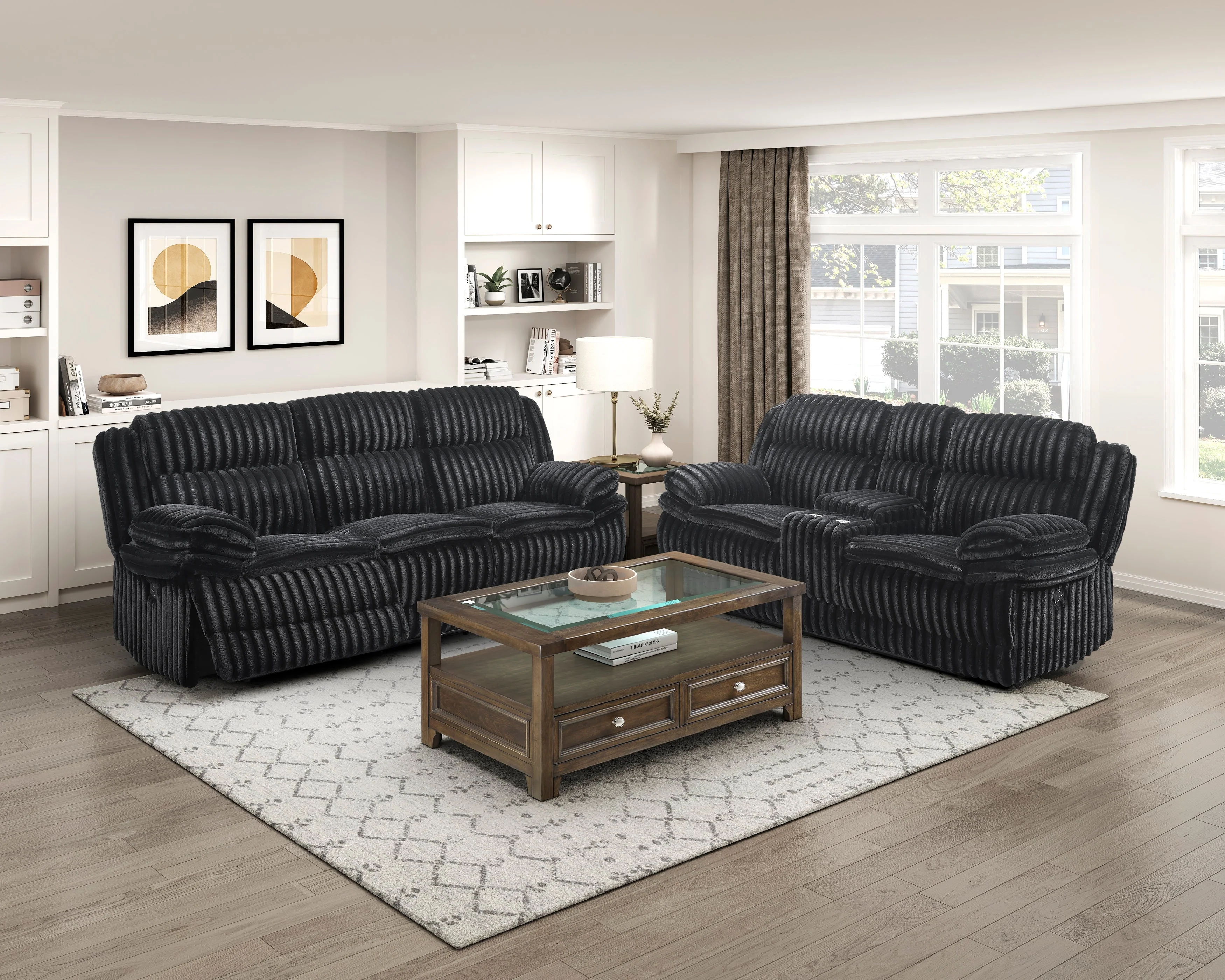Goodland Black Double Reclining Sofa - Image 2