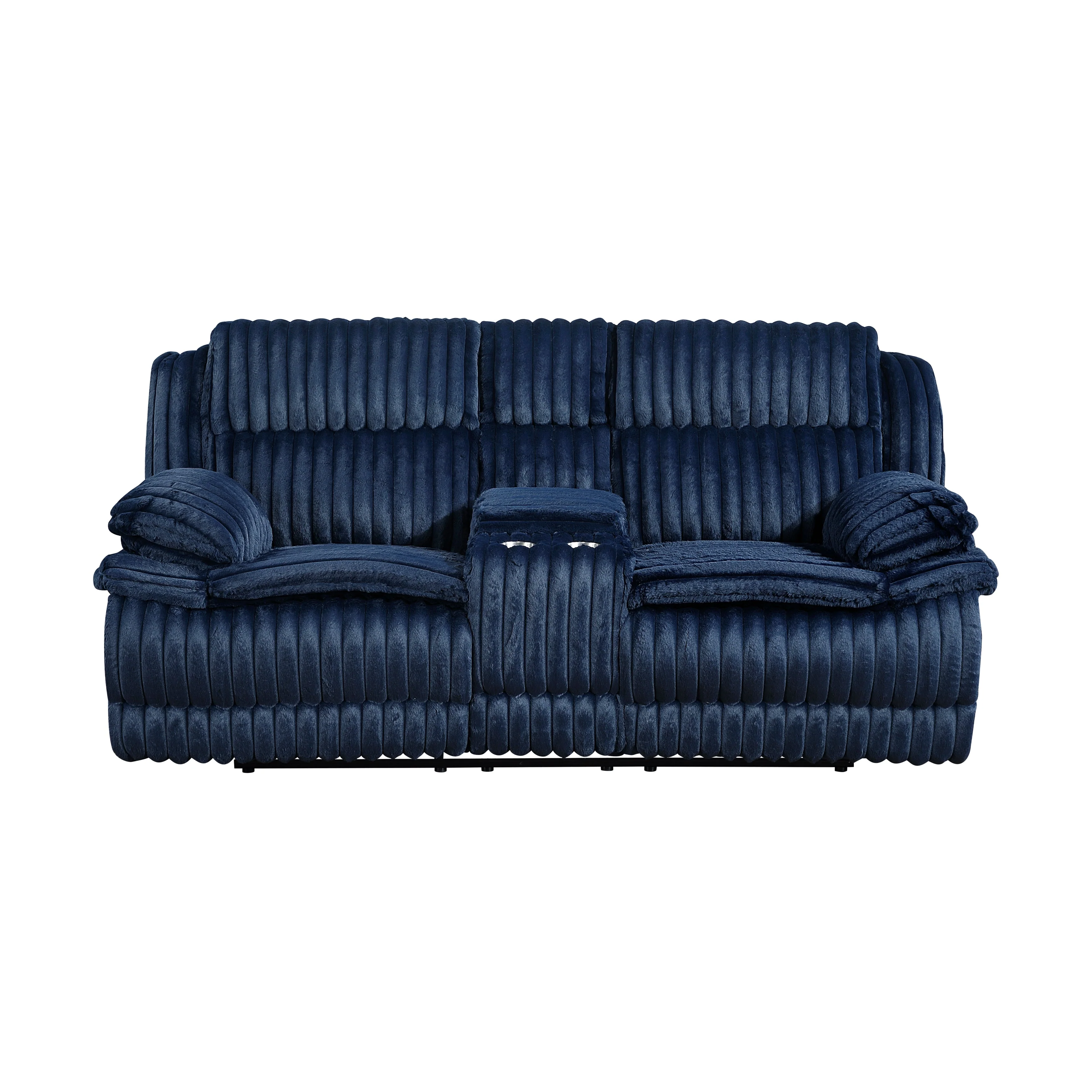 Goodland Blue Double Reclining Loveseat with Center Console - Image 10