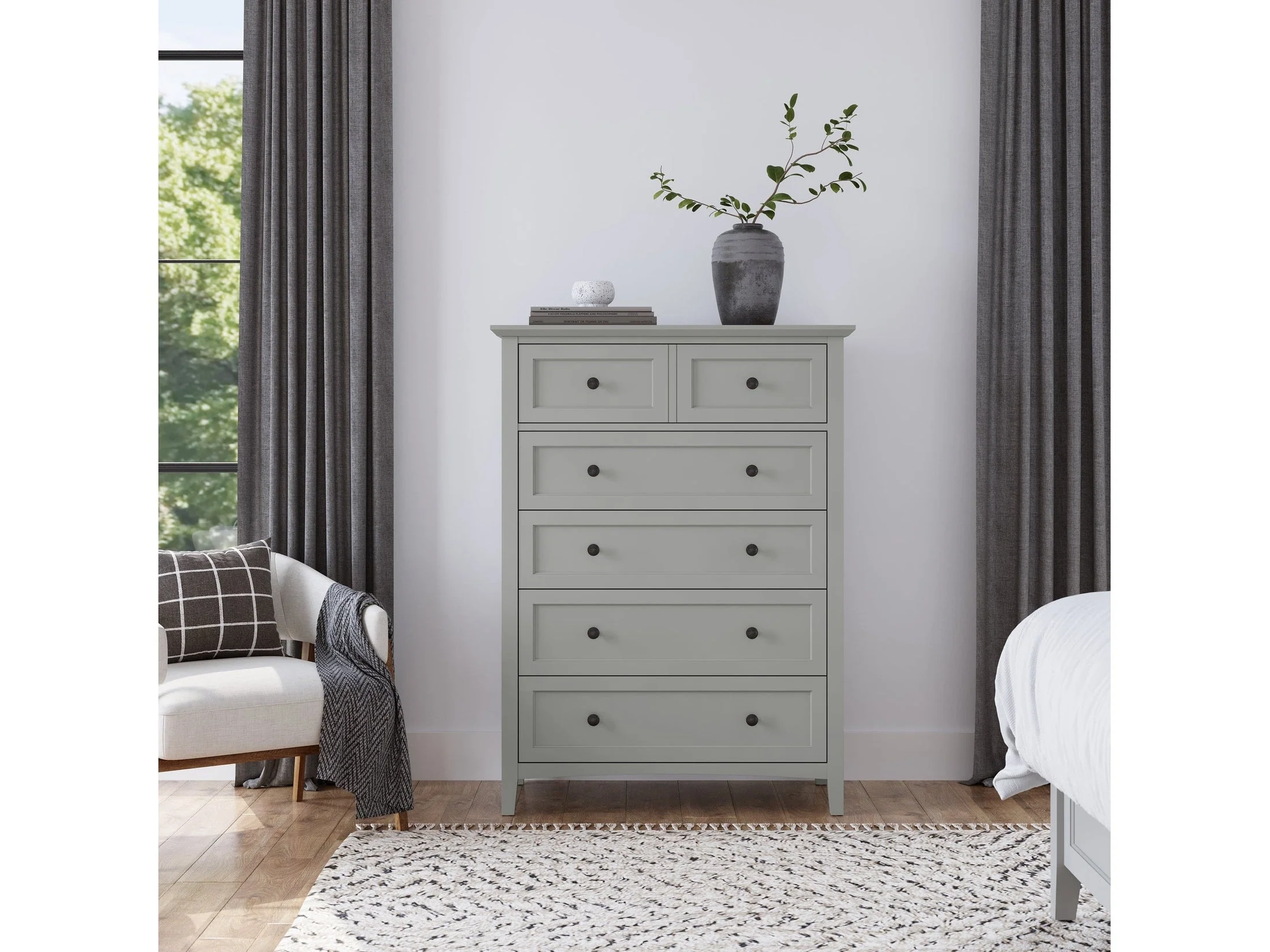 Grace Five Drawer Chest in Elephant Gray