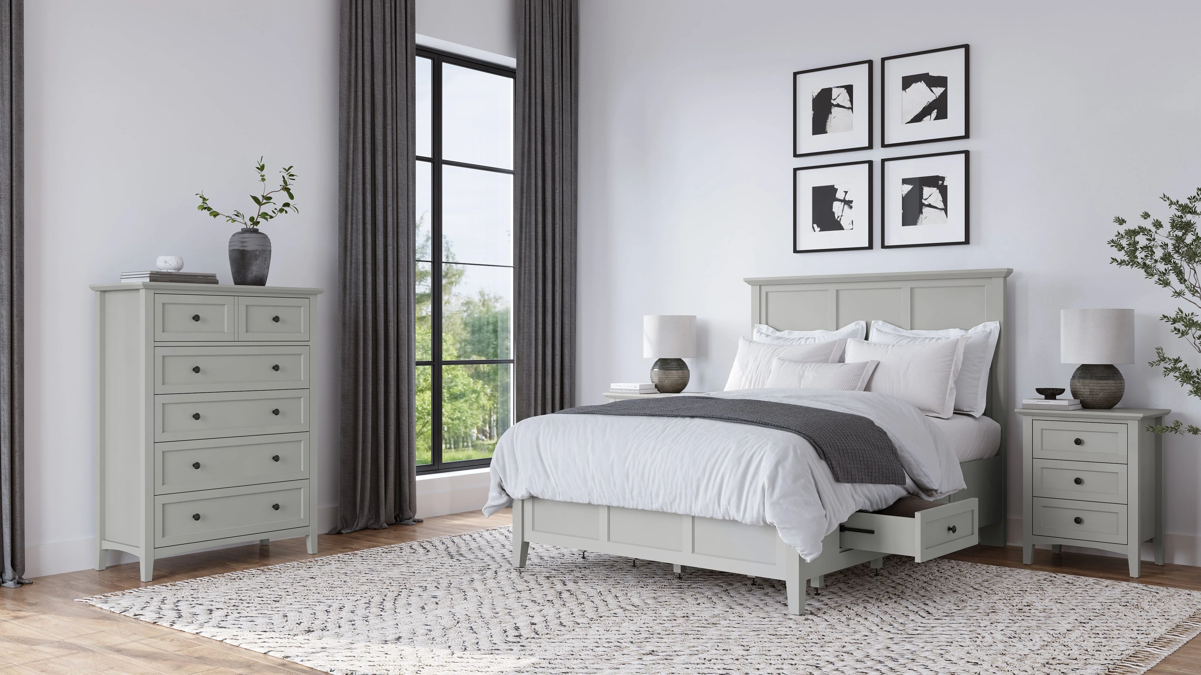 Grace Four Drawer Full Platform Storage Bed in Elephant Gray - Image 10
