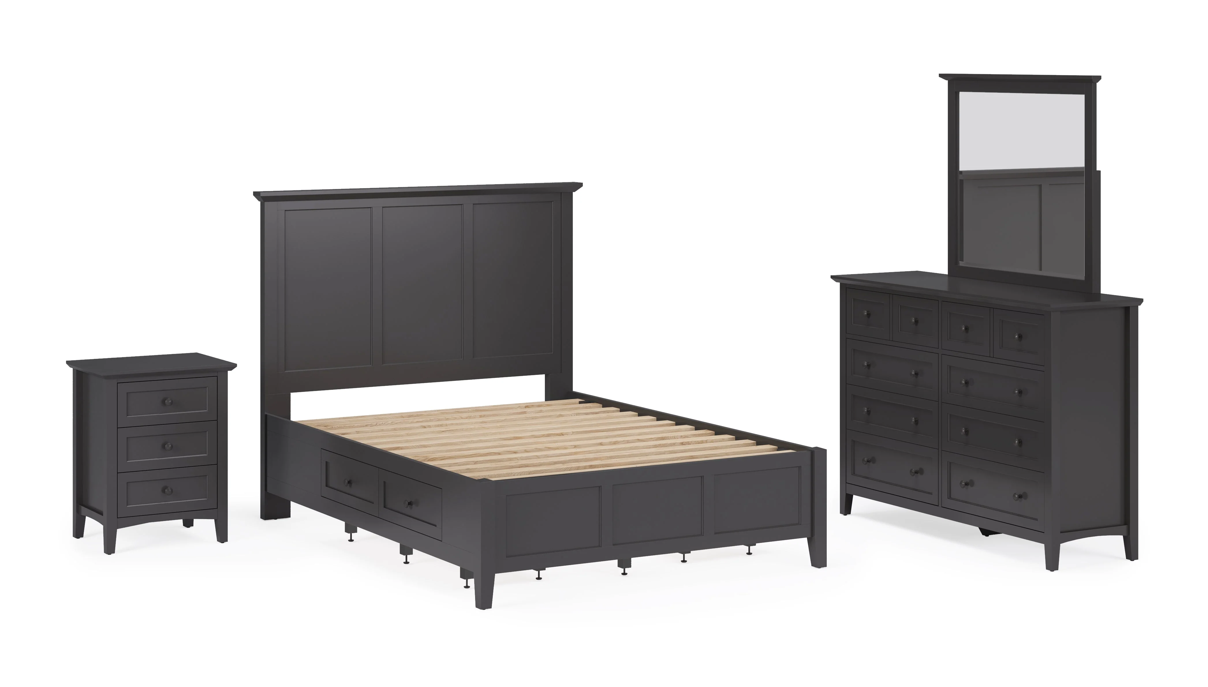 Grace Three Drawer Nightstand in Raven Black - Image 8