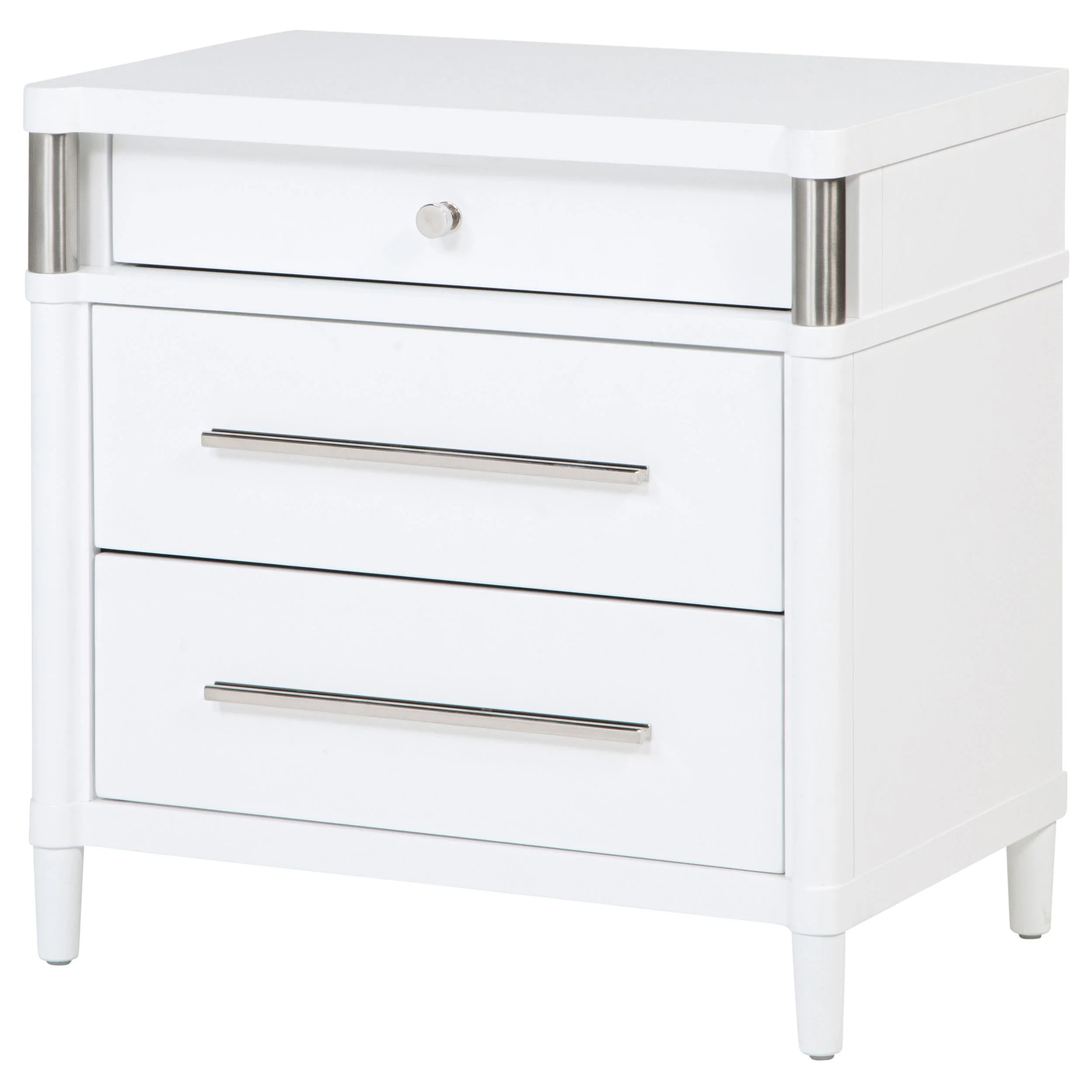 Gracemont White 3-Drawer Bedroom Nightstand Bedside Table - Image 4