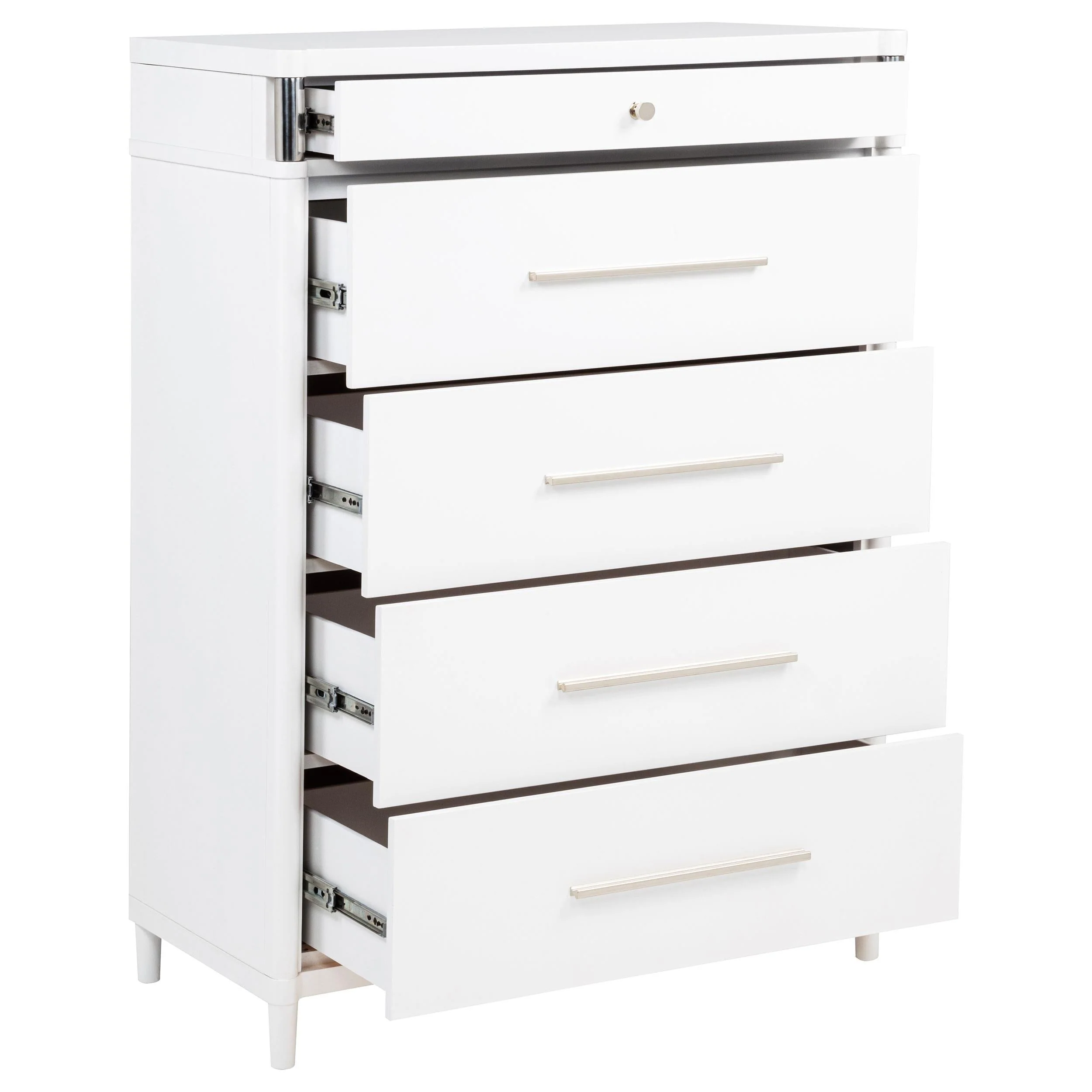 Gracemont White 5-Drawer Bedroom Chest of Drawers - Image 10