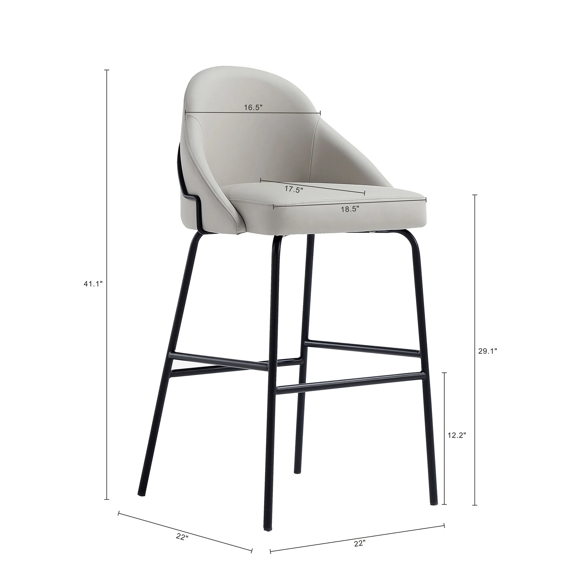 Gracie Barstool in Stone and Black (set of 2) - Image 3