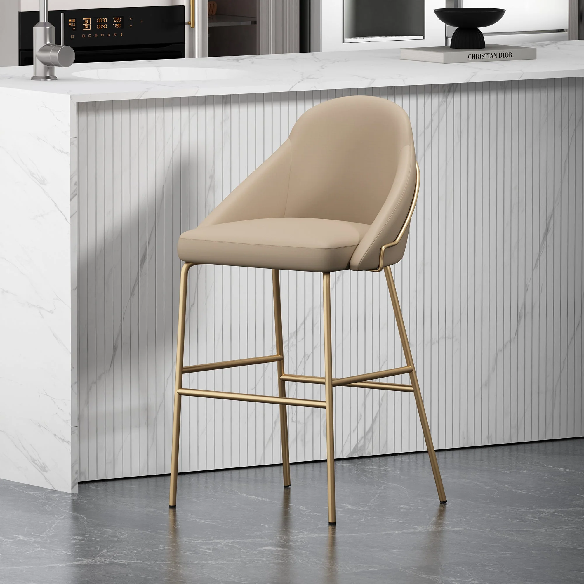 Gracie Barstool in Tan and Gold - Image 2