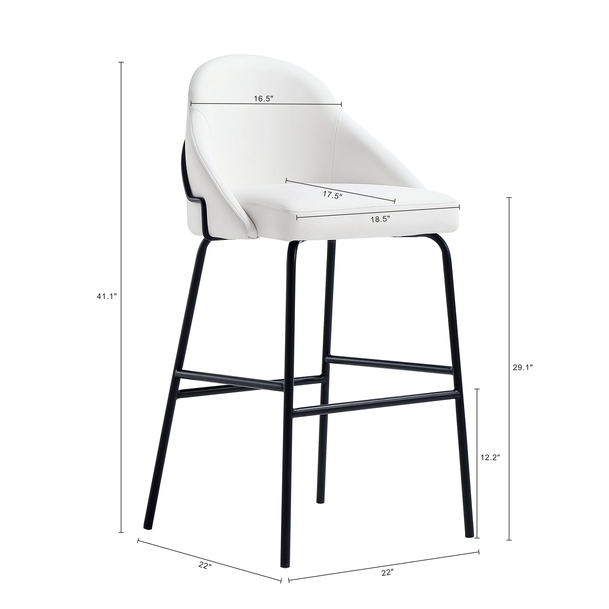 Gracie Barstool in White and Black (set of 2) - Image 3