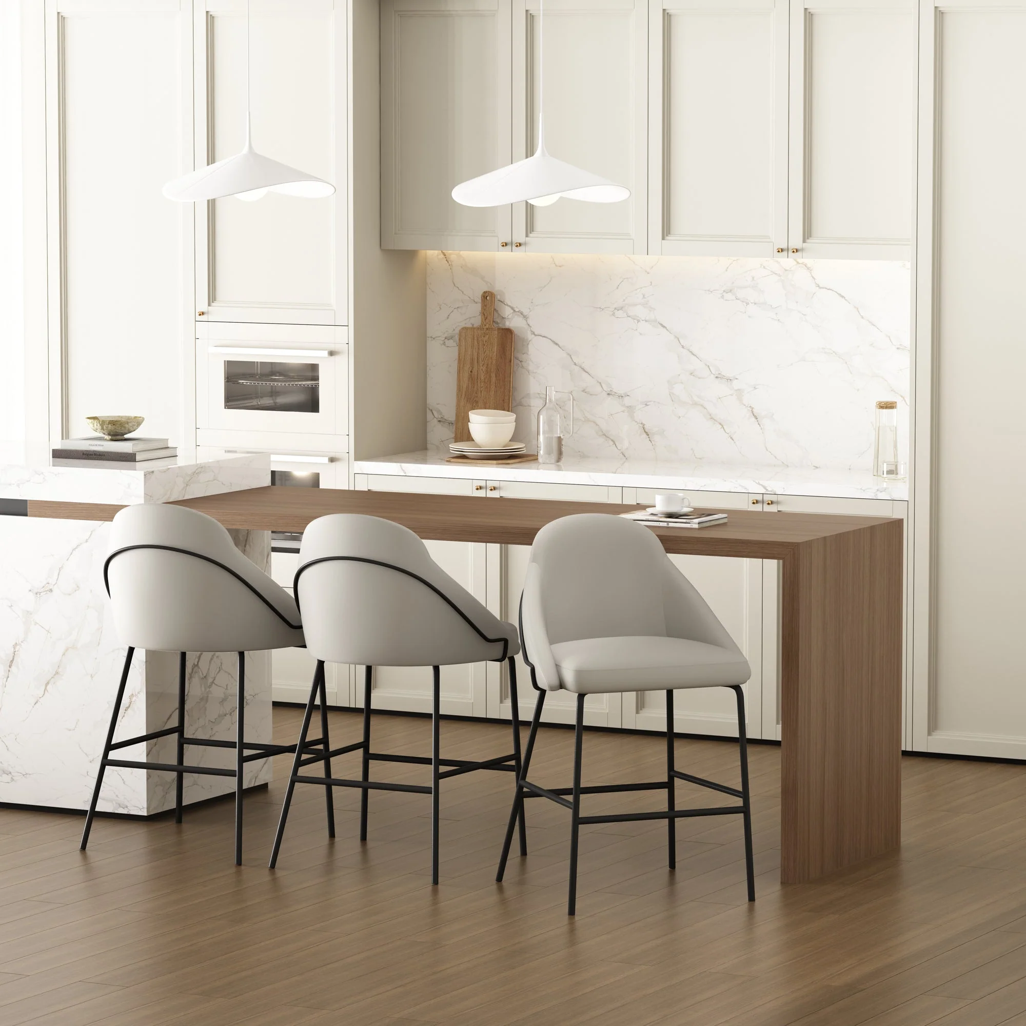 Gracie Counter Stool in Stone and Black (set of 3) - Image 2