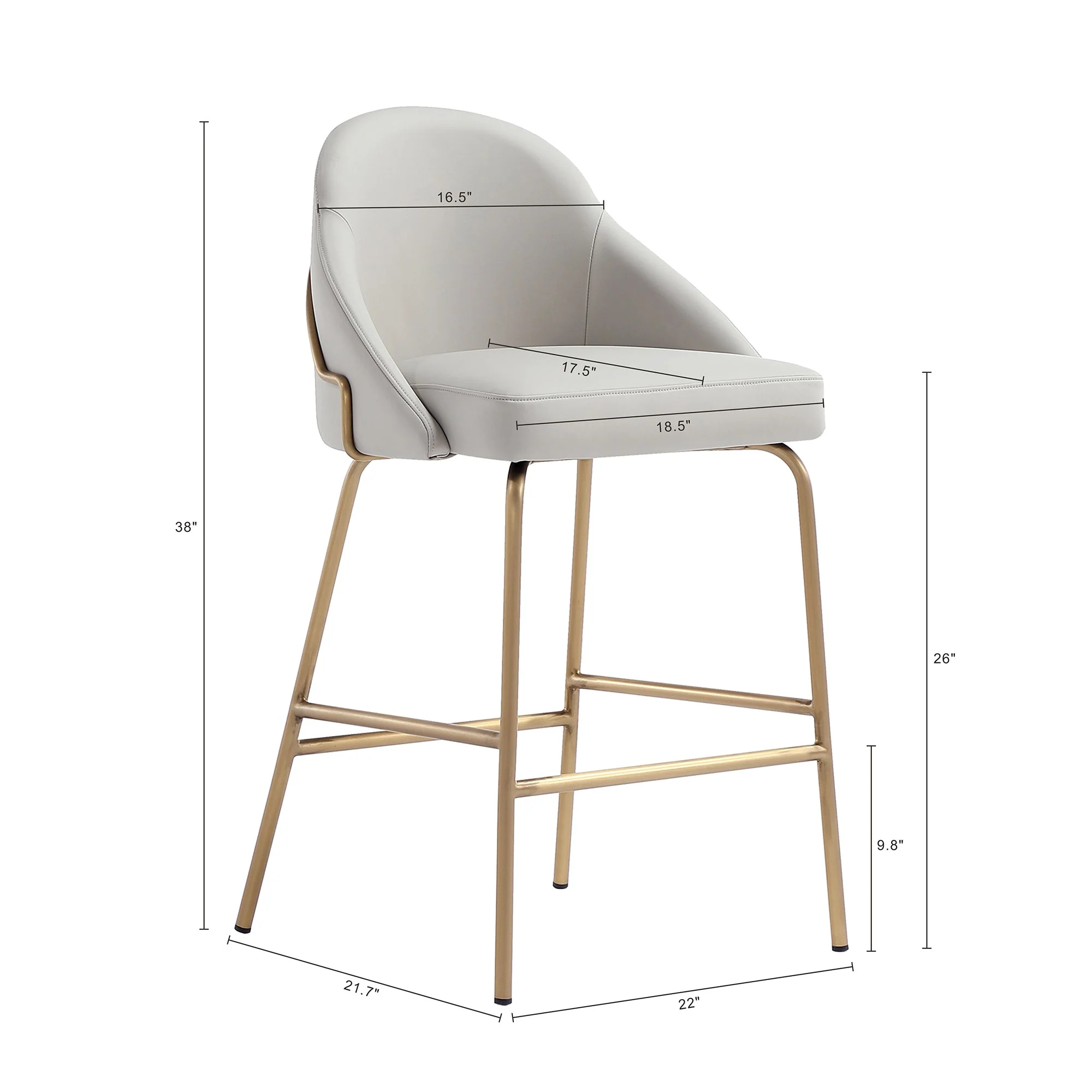 Gracie Counter Stool in Stone and Gold - Image 3