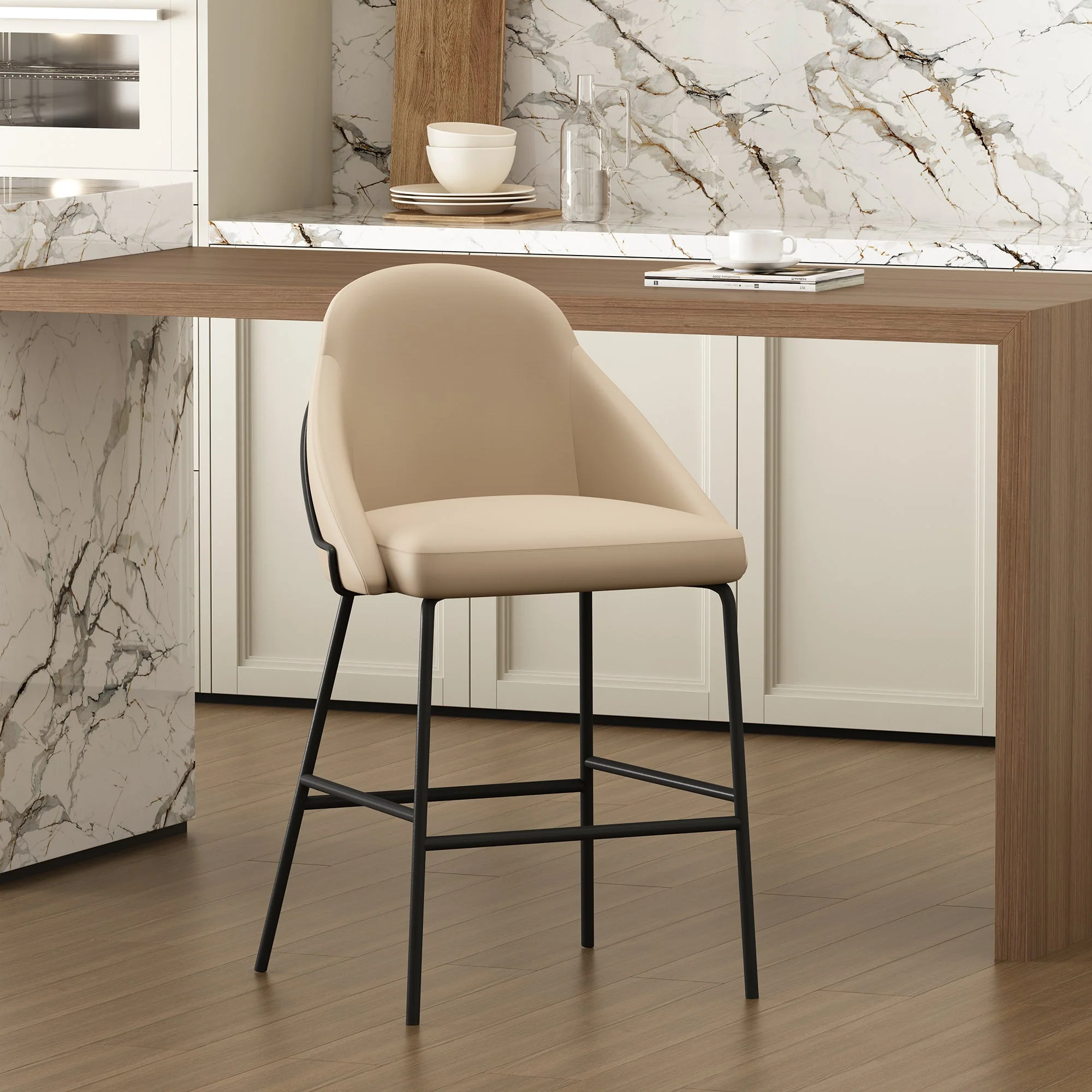 Gracie Counter Stool in Tan and Black - Image 2