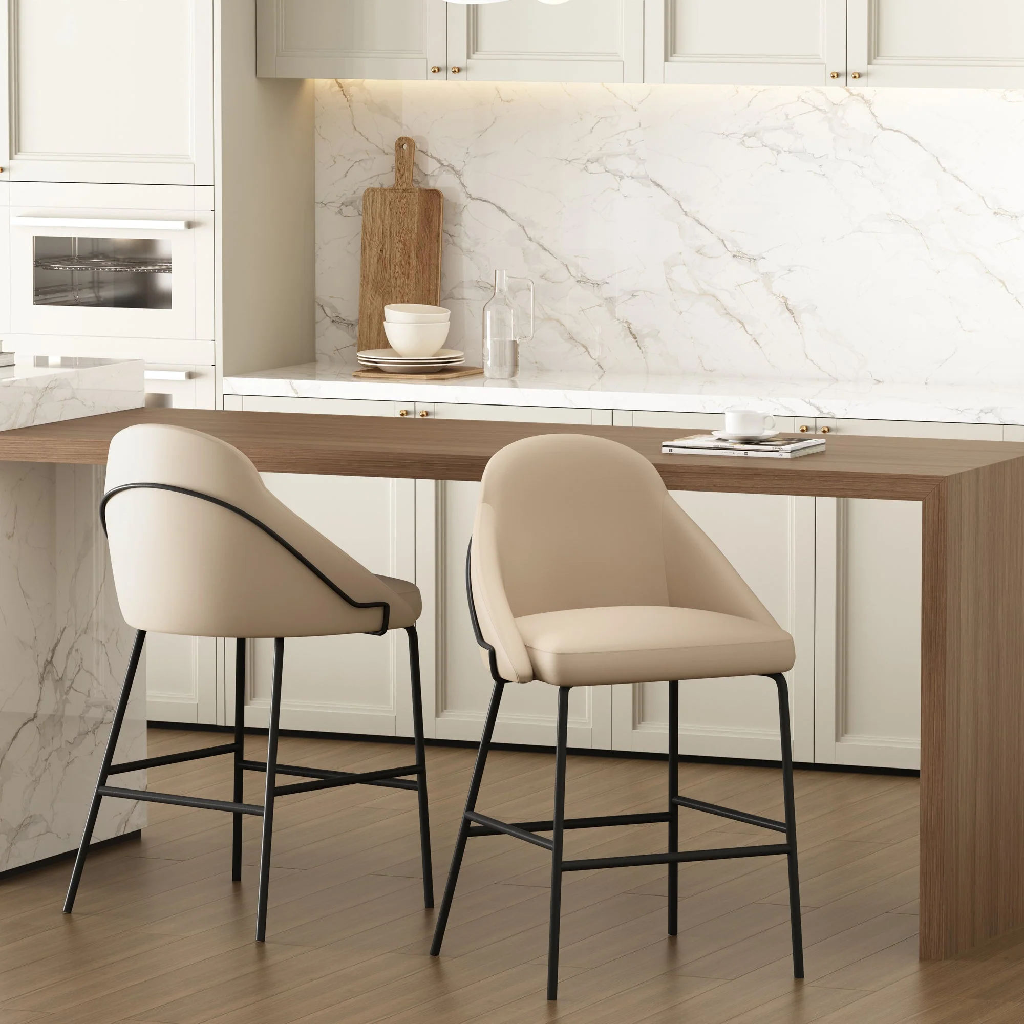 Gracie Counter Stool in Tan and Black (set of 2) - Image 2