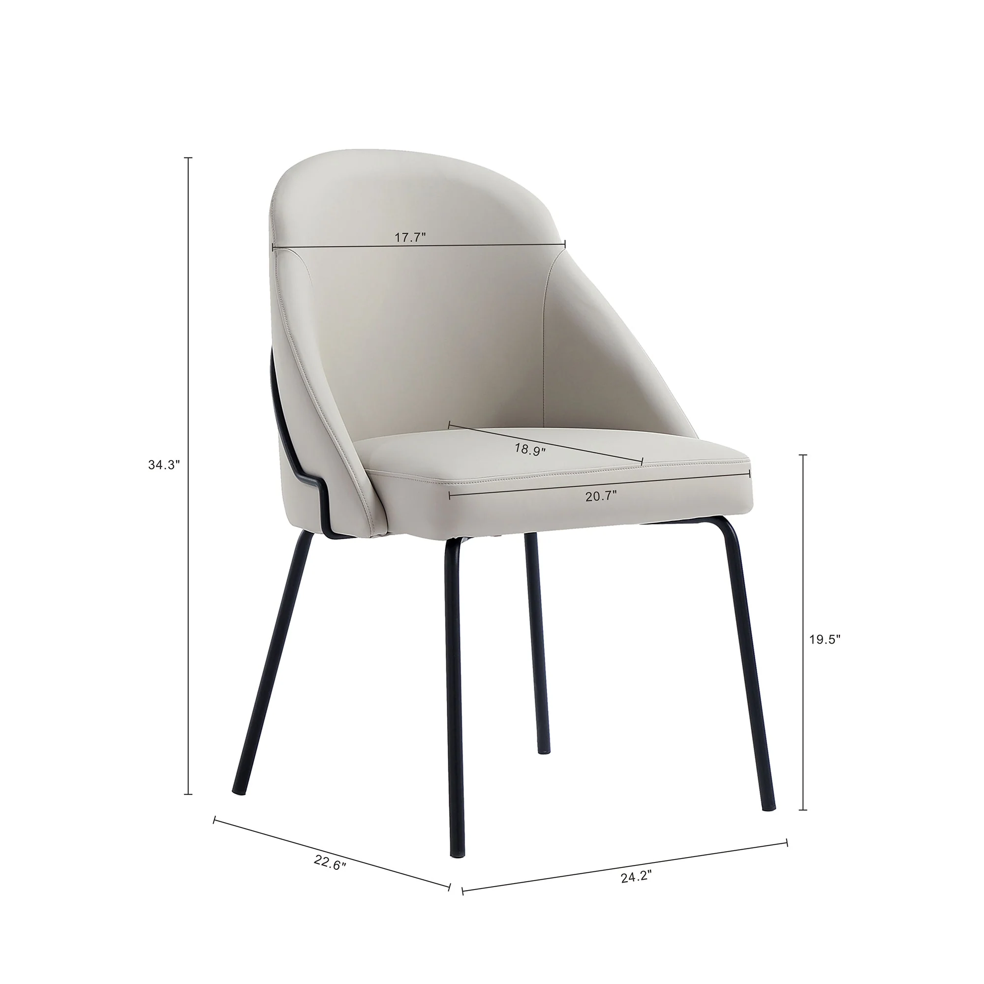 Gracie Dining Chair in Stone and Black (set of 2) - Image 3