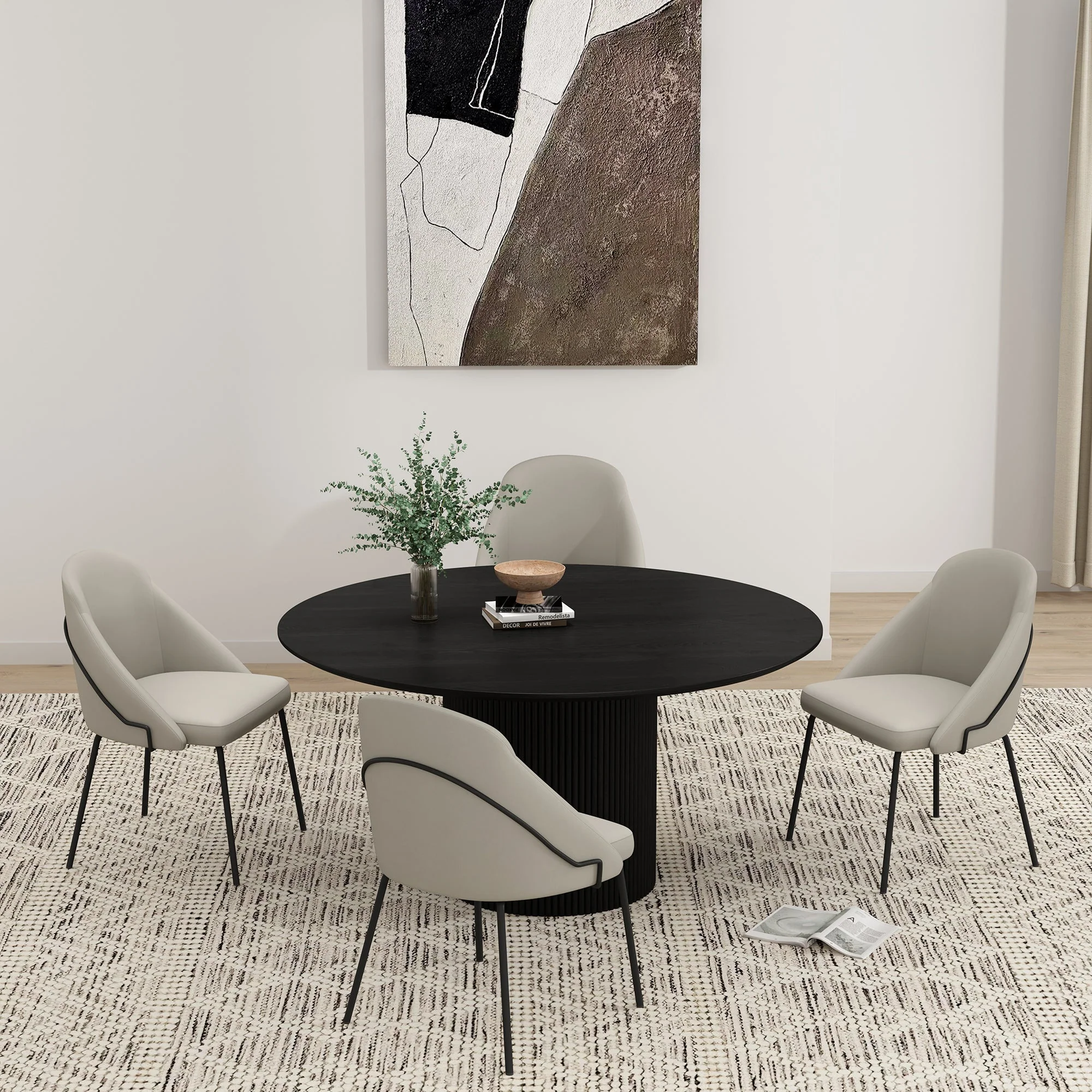 Gracie Dining Chair in Stone and Black (set of 4) - Image 2