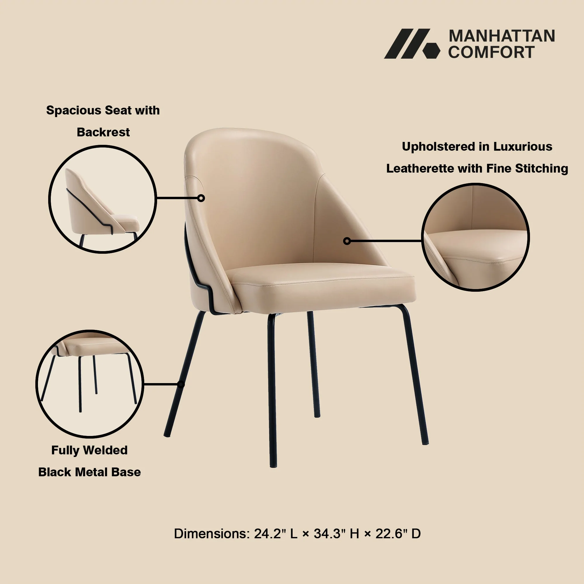 Gracie Dining Chair in Tan and Black (set of 4) - Image 4