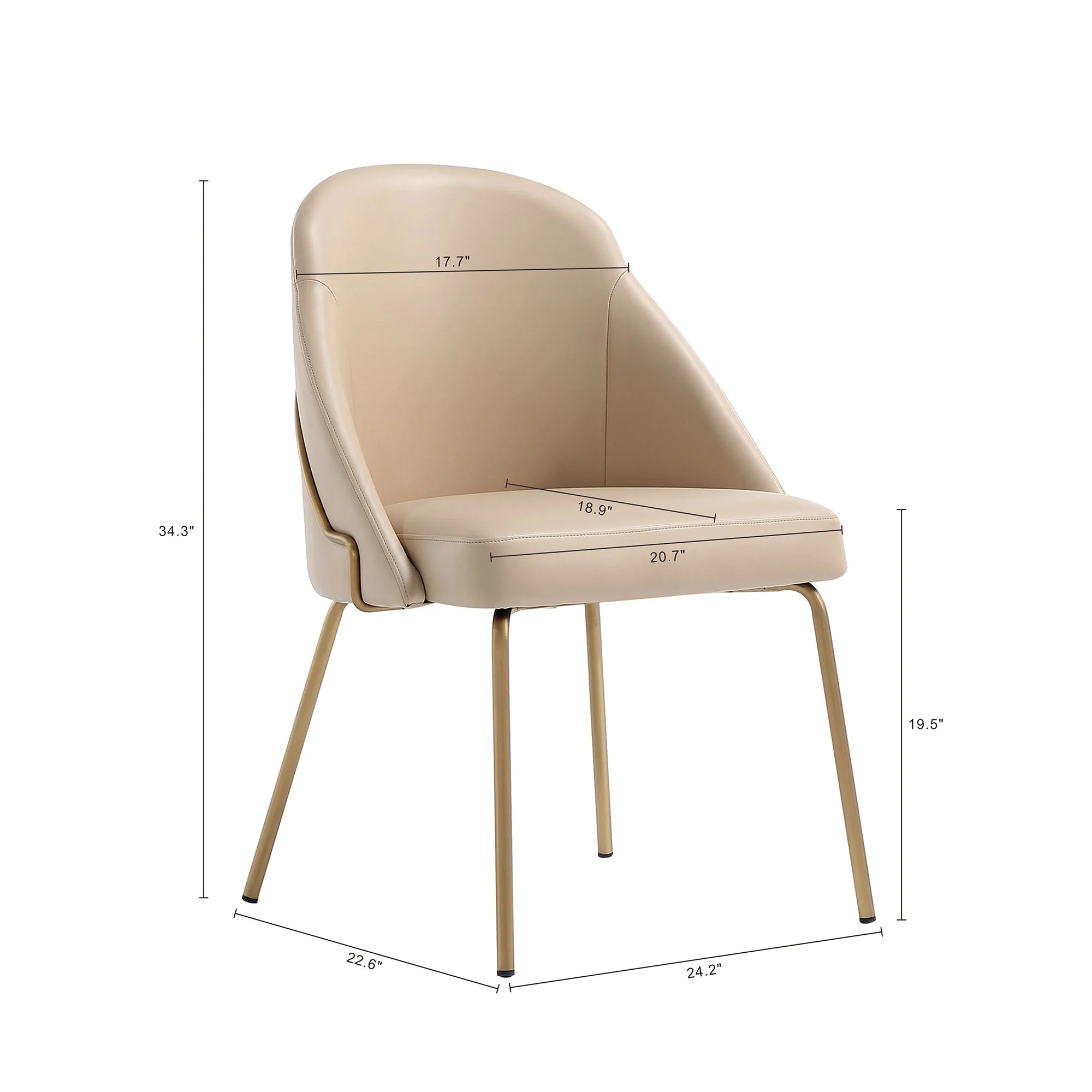 Gracie Dining Chair in Tan and Gold (set of 2) - Image 3
