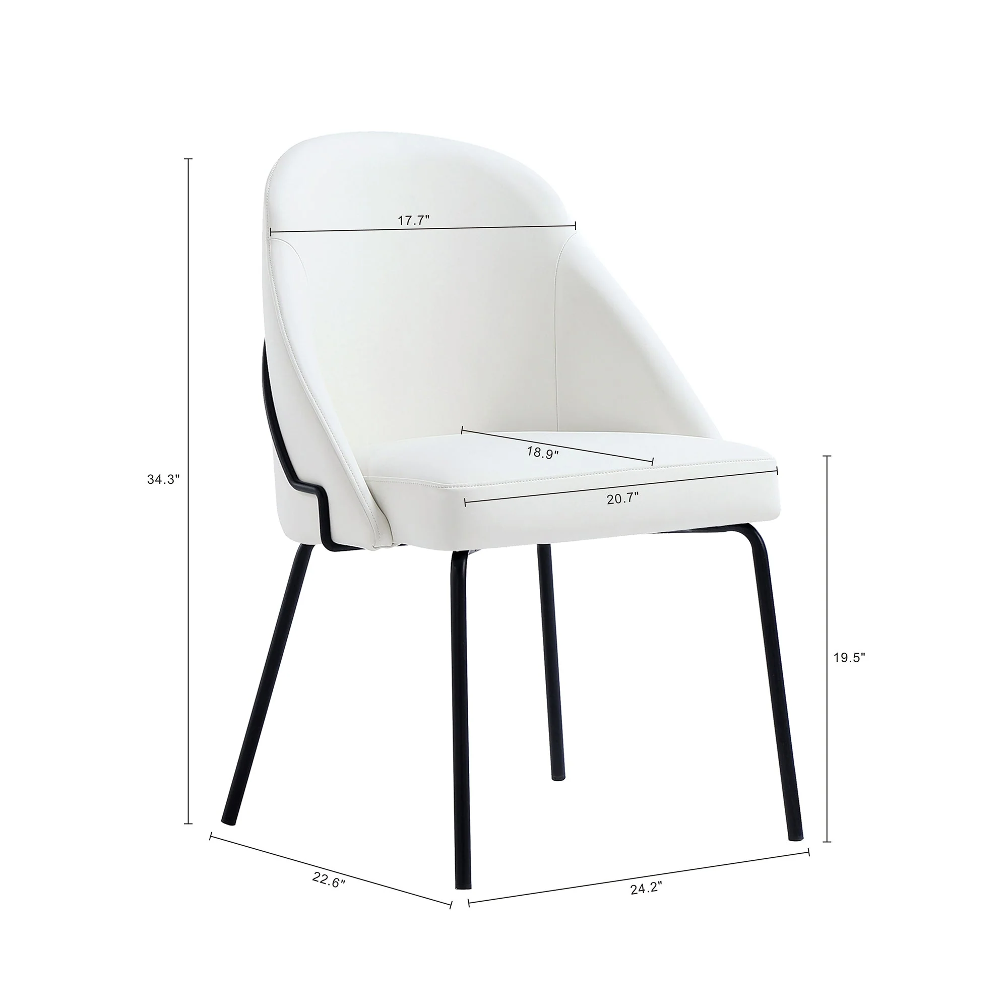 Gracie Dining Chair in White and Black - Image 3