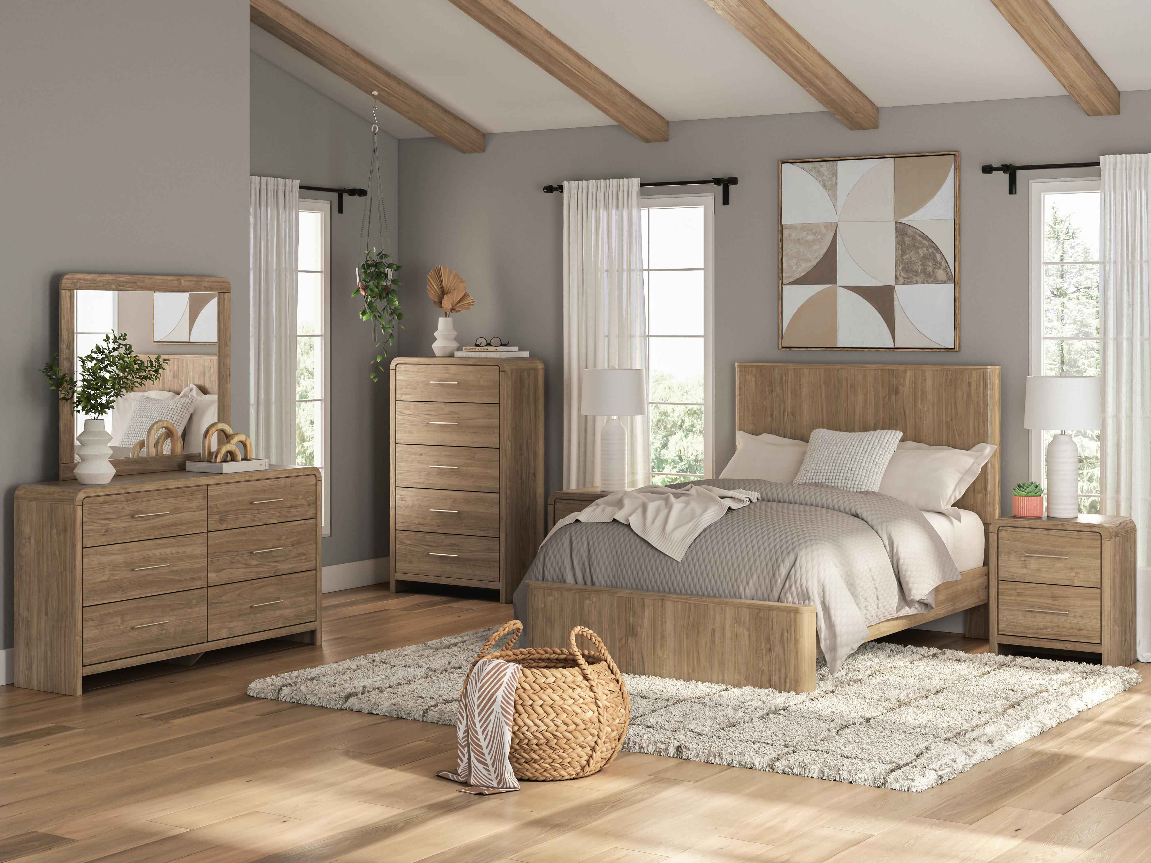 Gramburg Warm Natural Brown Full Panel Platform Bed - Image 10
