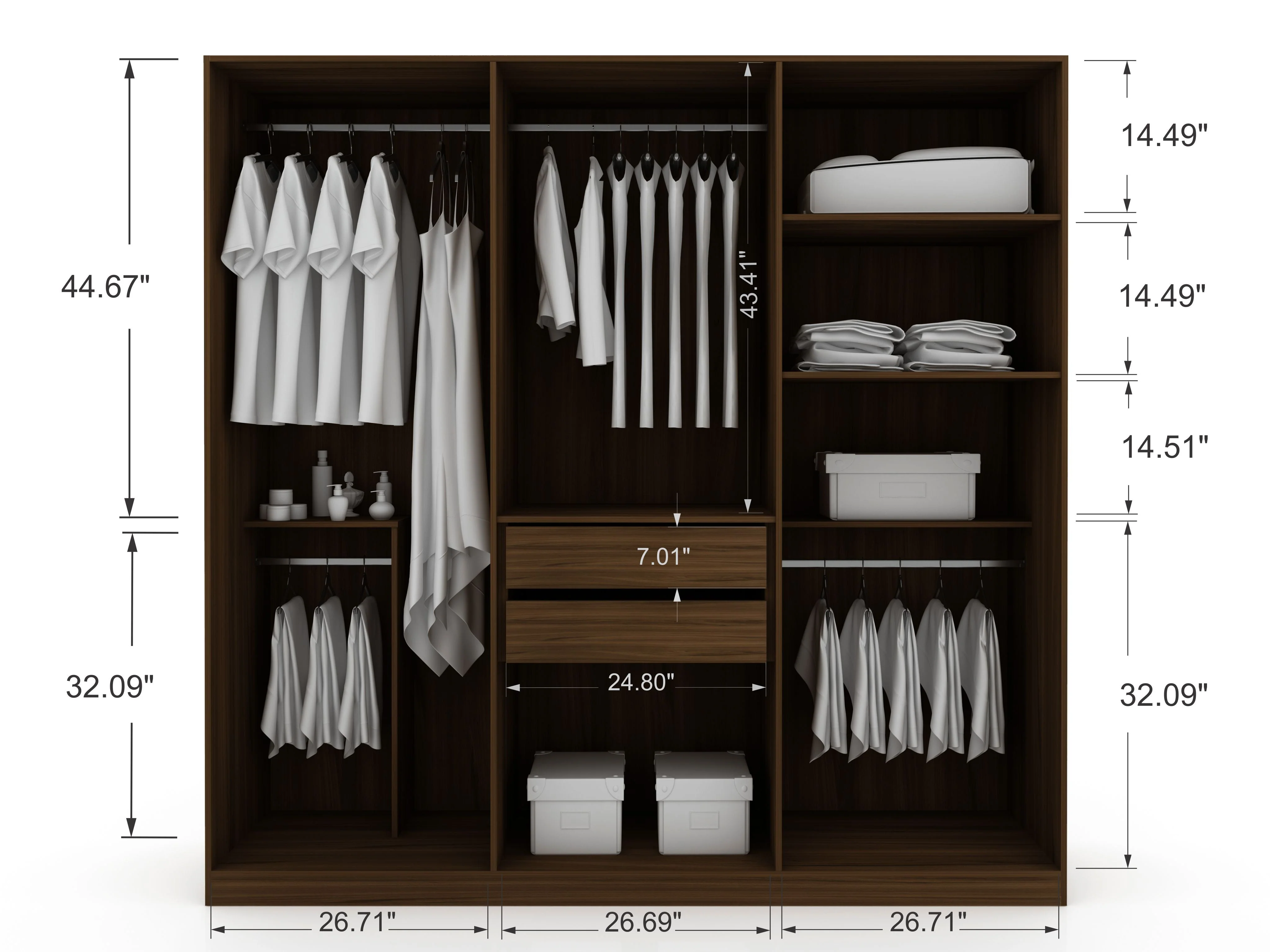 Gramercy Wardrobe Armoire Closet in Brown - Image 3