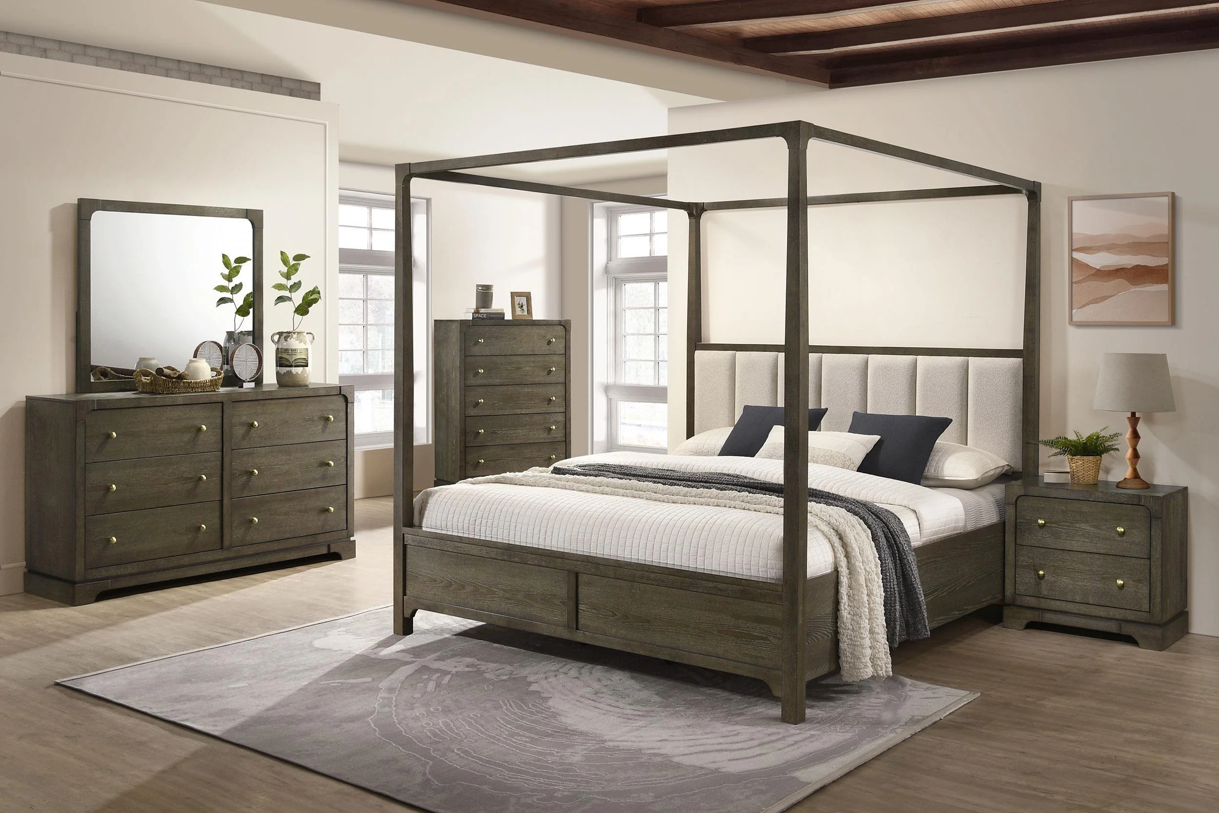 Gran Park California King Four Poster Canopy Bed Dark Cocoa - Image 8