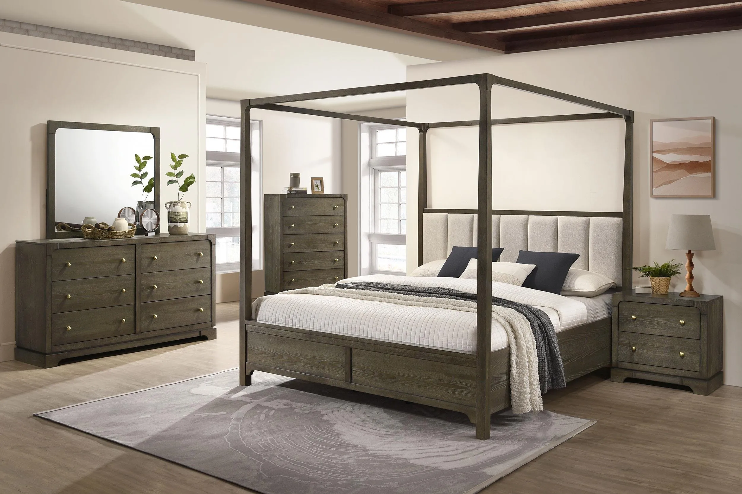 Gran Park Dark Cocoa Queen Four Poster Canopy Bed - Image 5