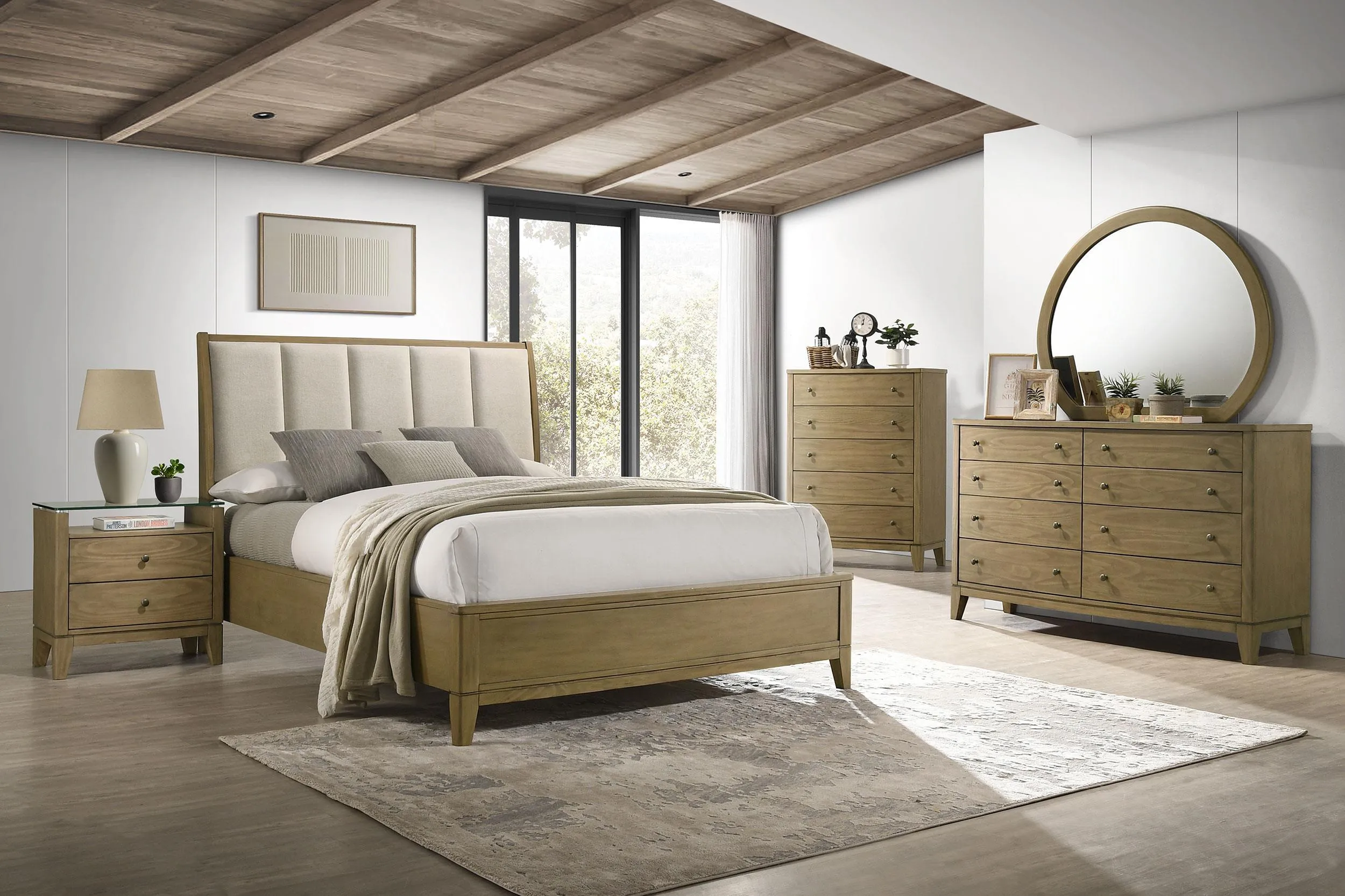 Granada Natural Pine 2-drawer Glass Top Nightstand - Image 14